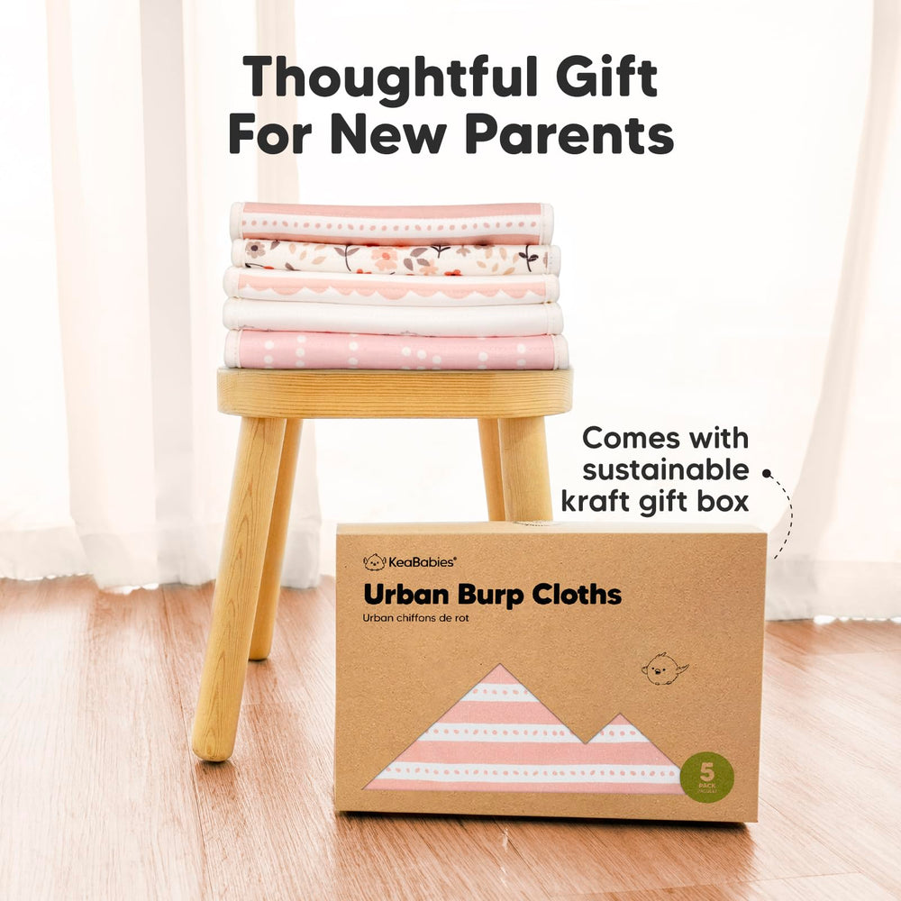 KeaBabies Packaging-ready organic burp cloth kit suitable for gifts.