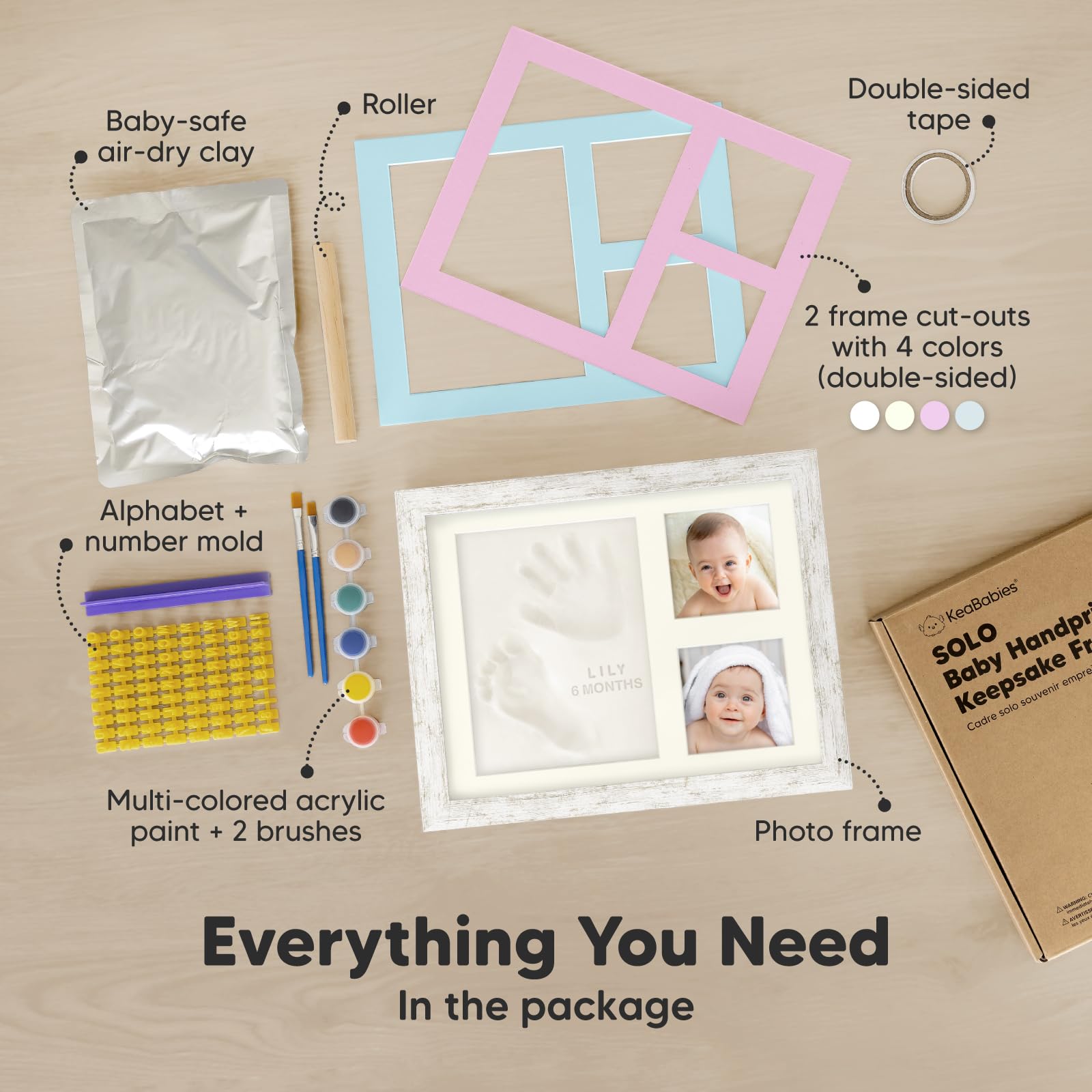 KeaBabies paw print kit — pet prints with durable frame