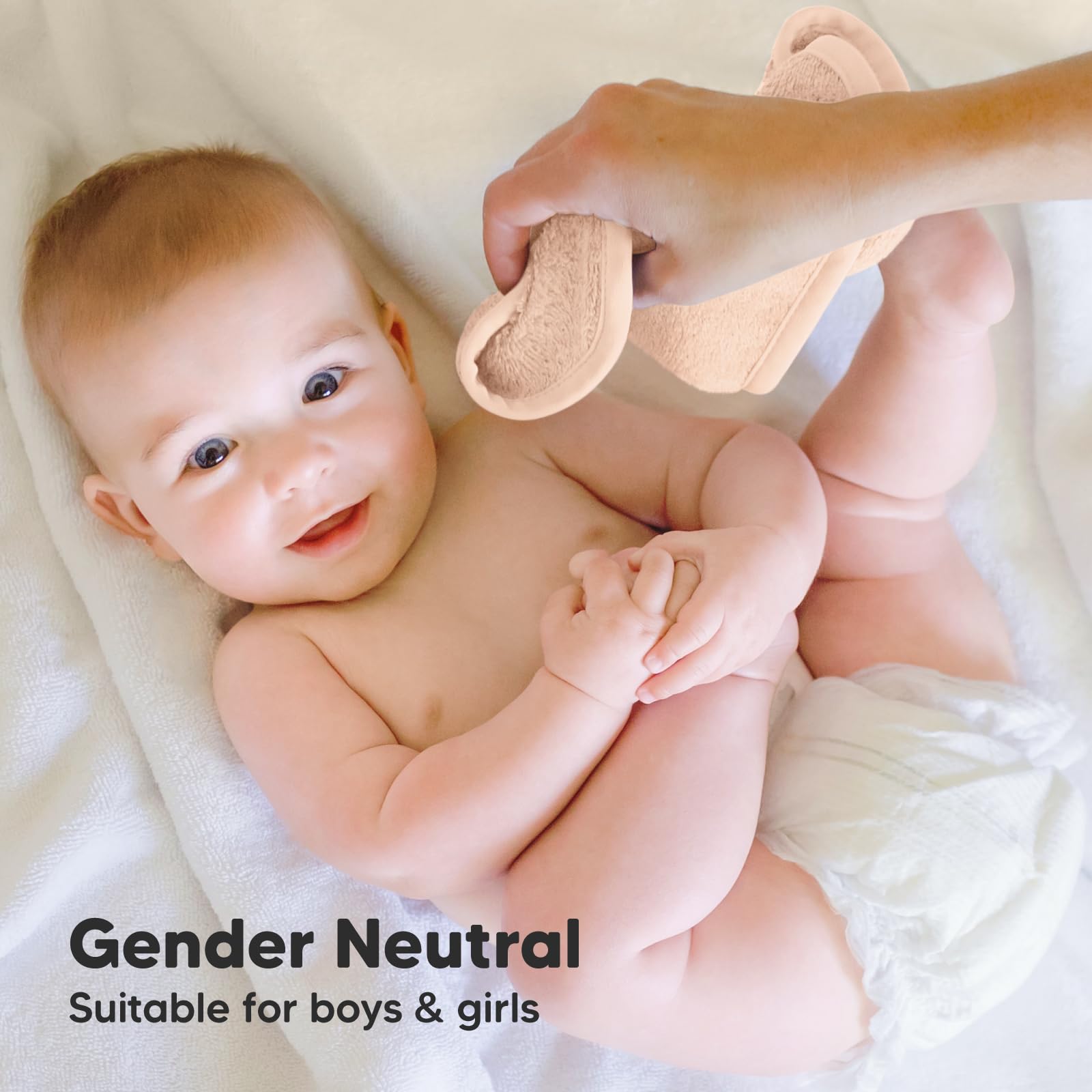 KeaBabies peachy-color washcloth enhances soft, spa-like bath experiences.