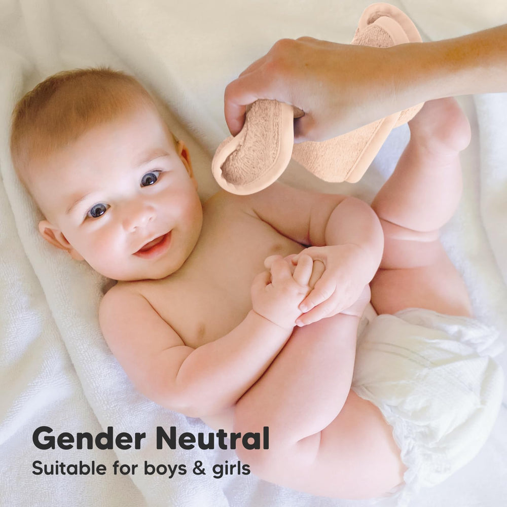 KeaBabies peachy-color washcloth enhances soft, spa-like bath experiences.