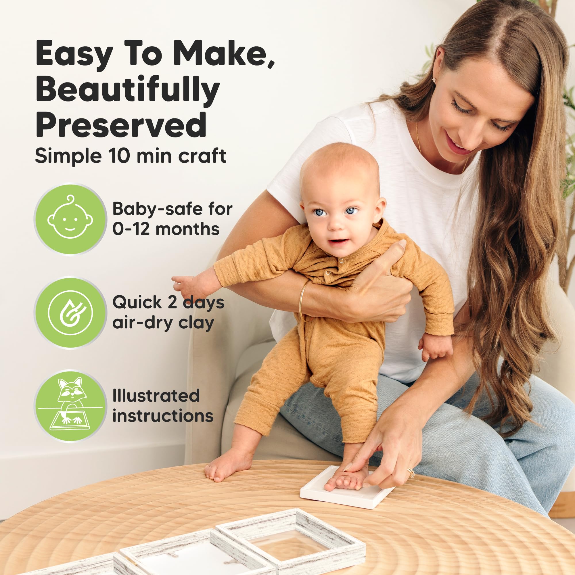 KeaBabies personalized frame with name/date printing supports a timeless keepsake