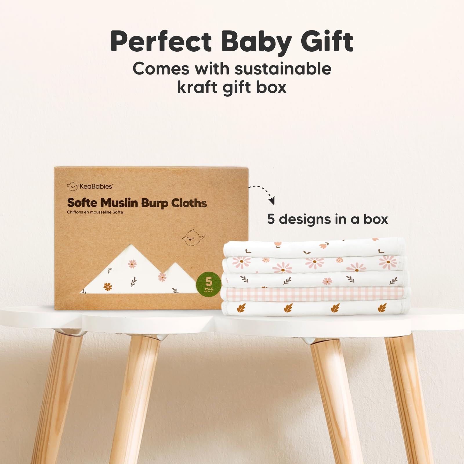 KeaBabies Petals burp cloth care wash easy for busy parents.