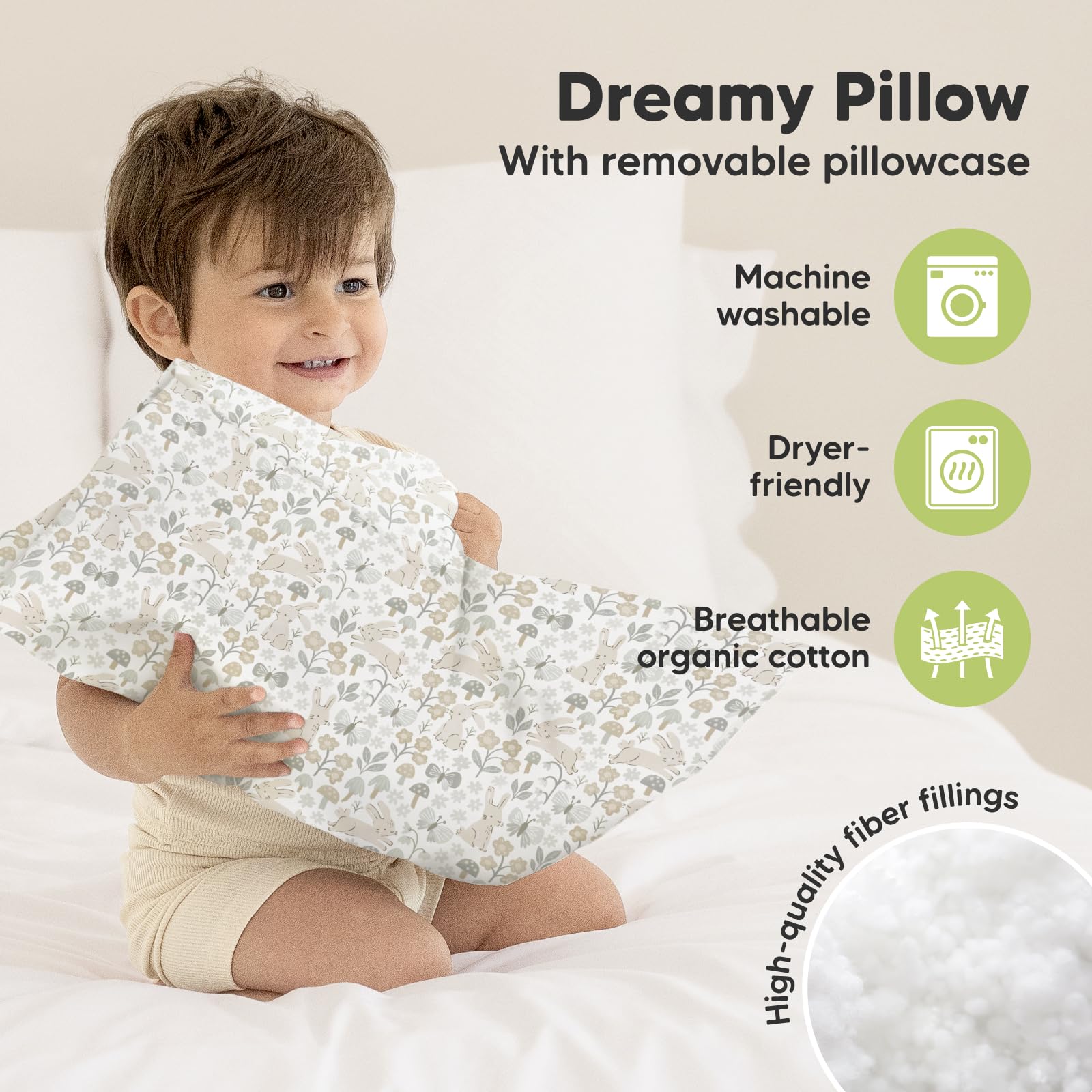 KeaBabies My Little Dreamy pillow inside fill closeup for plush feel