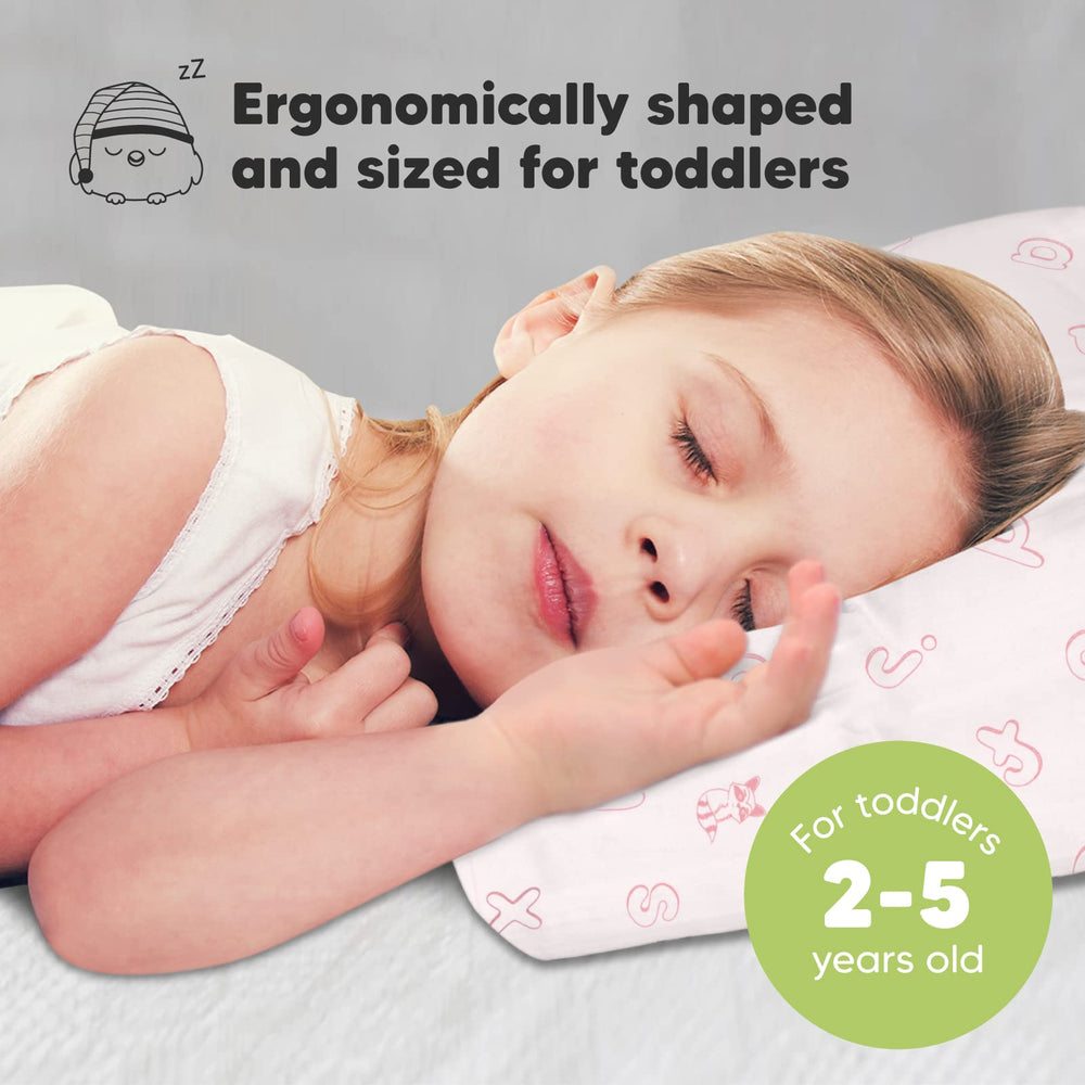 KeaBabies ABC Land Rose pillowcase highlights playful design with soft, breathable organic cotton.