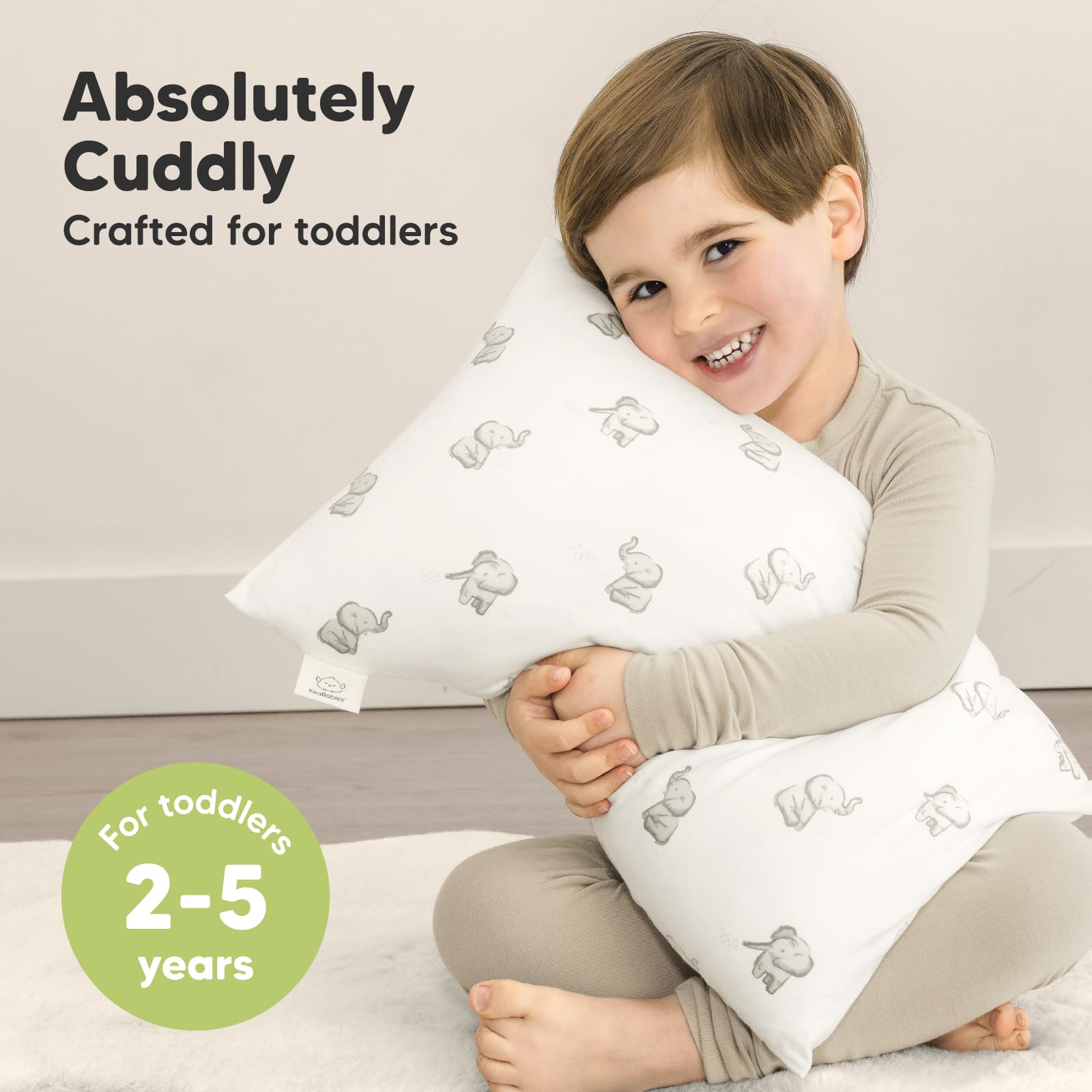 KeaBabies pillowcase bamboo fabric close-up shows breathable, machine-washable cover for easy care.