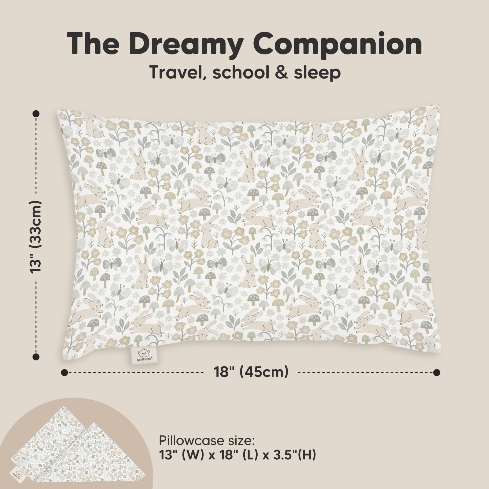 KeaBabies pillowcase Prairie closeup highlighting organic cotton fabric