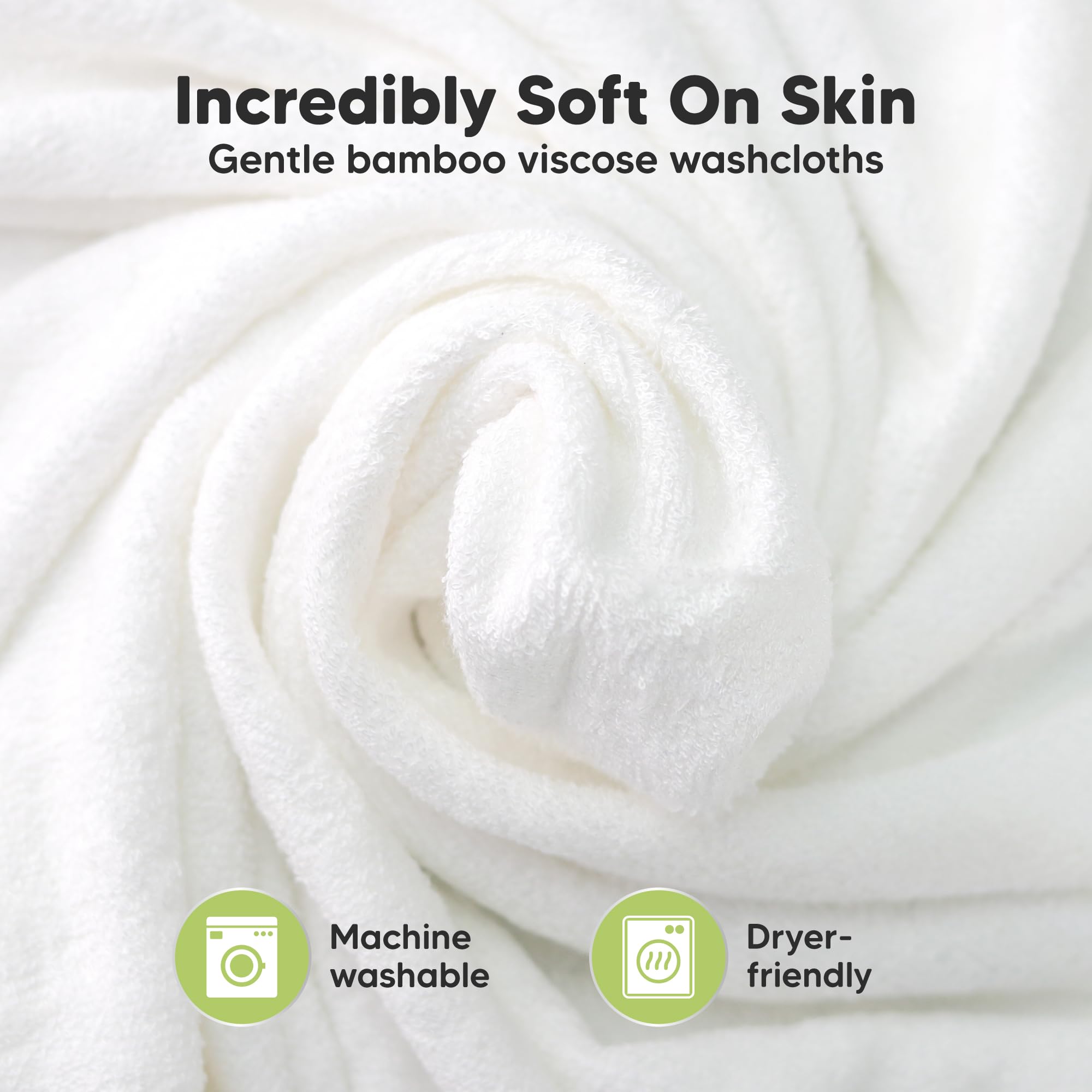 KeaBabies pistachio washcloths closeup shows plush texture ideal for lathering during bath.