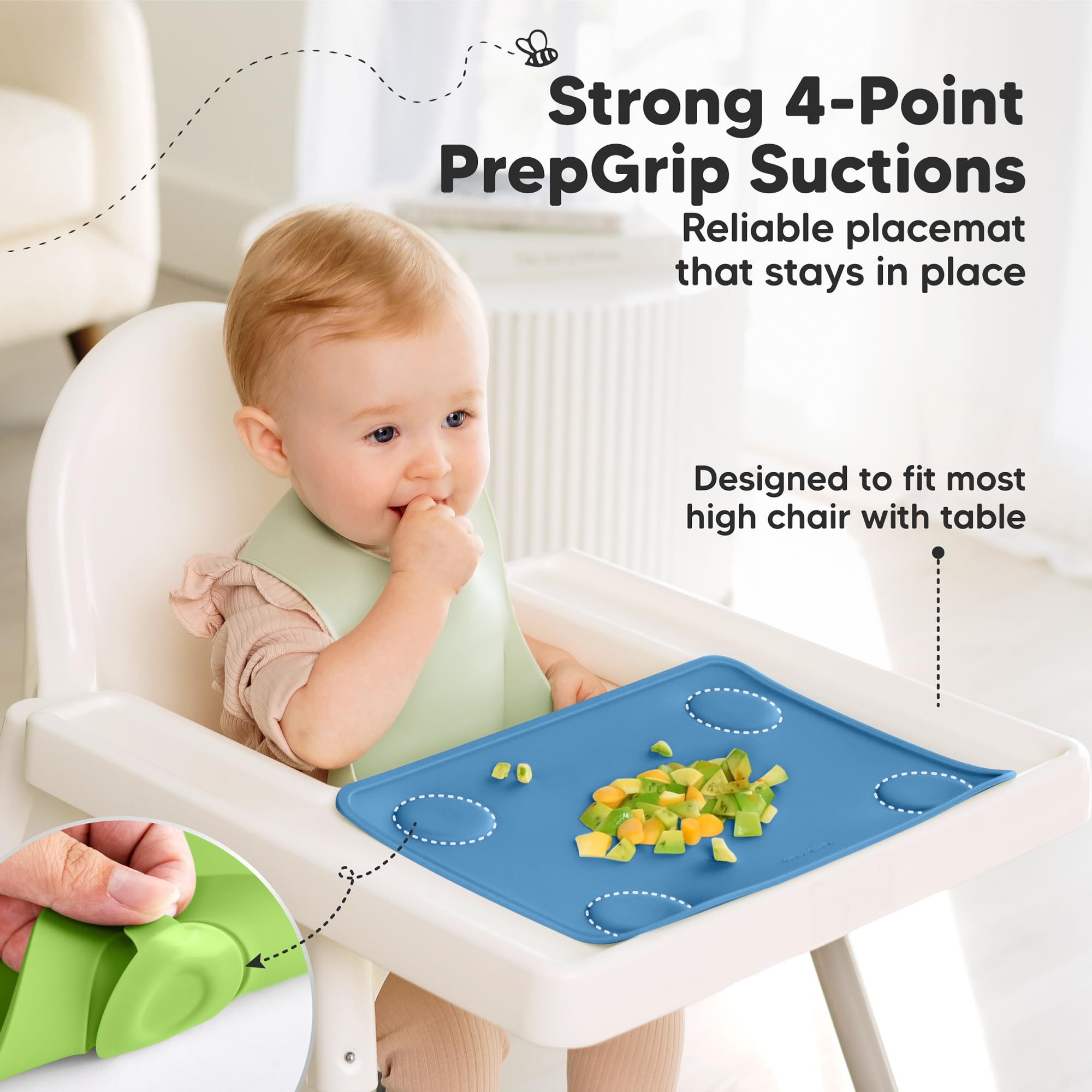 KeaBabies silicone placemats are dishwasher-safe for quick cleanup.