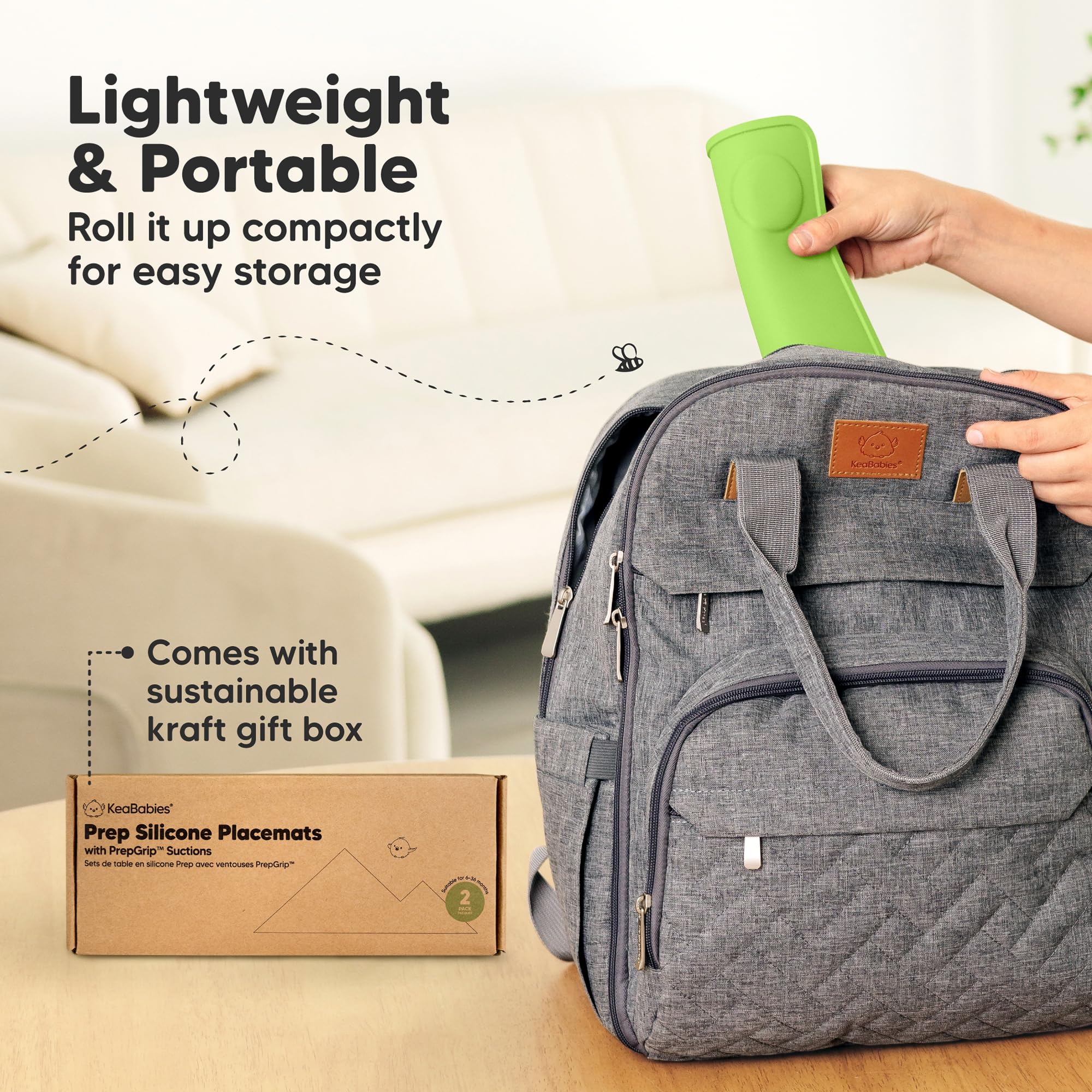 KeaBabies non-slip placemats hold plates during busy meals.