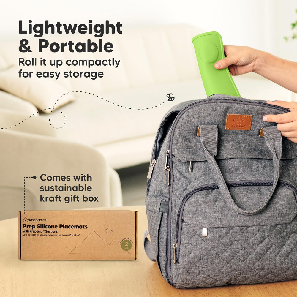KeaBabies non-slip placemats hold plates during busy meals.