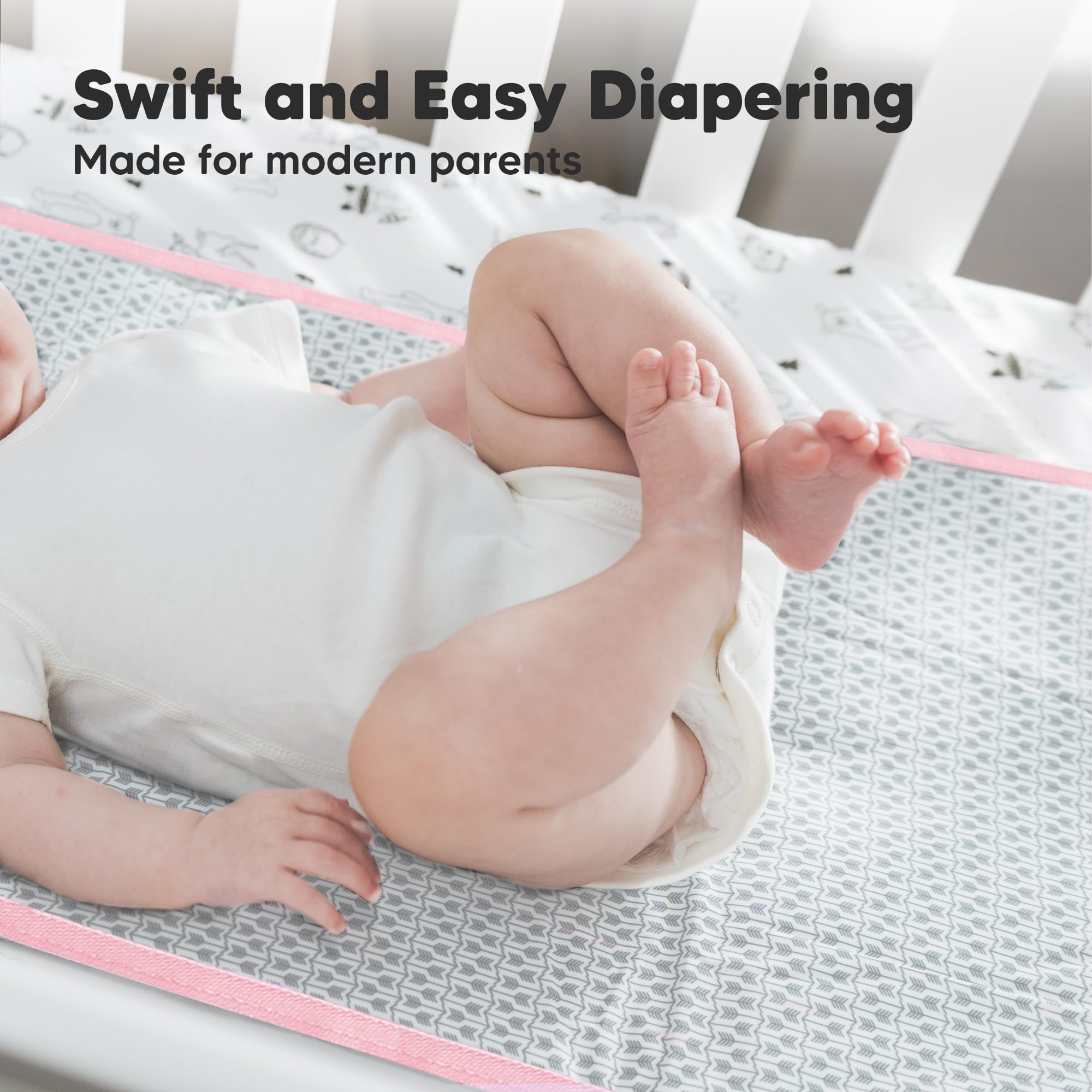 KeaBabies portable changing pad-easy-clean: surface wipes clean after each use.