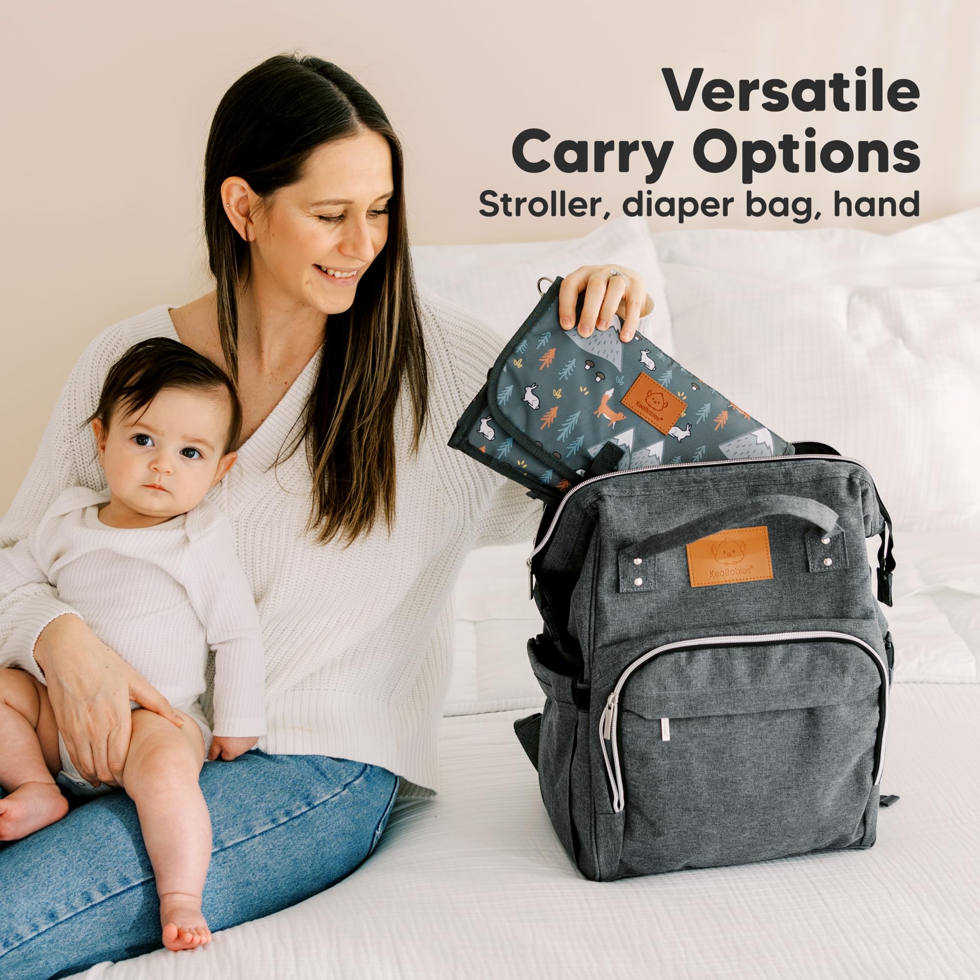KeaBabies portable diaper changing pad woods large changing area supports comfortable changes