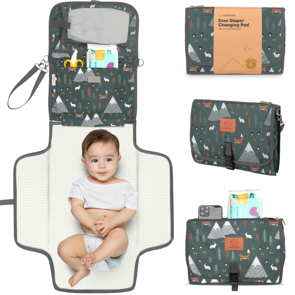 KeaBabies portable diaper changing pad woods open layout for quick on-the-go changes