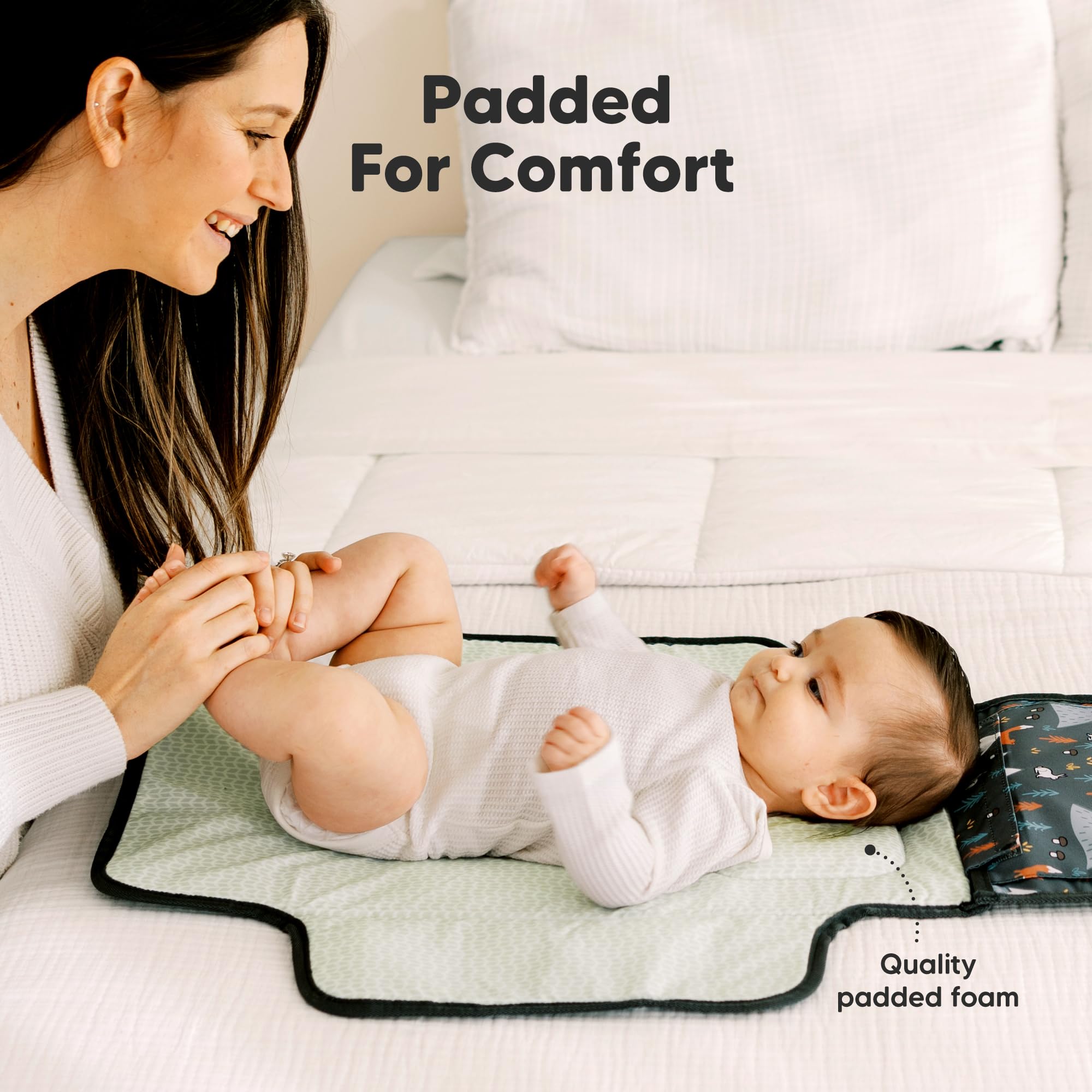 KeaBabies portable diaper changing pad woods waterproof surface for easy wipe-clean care