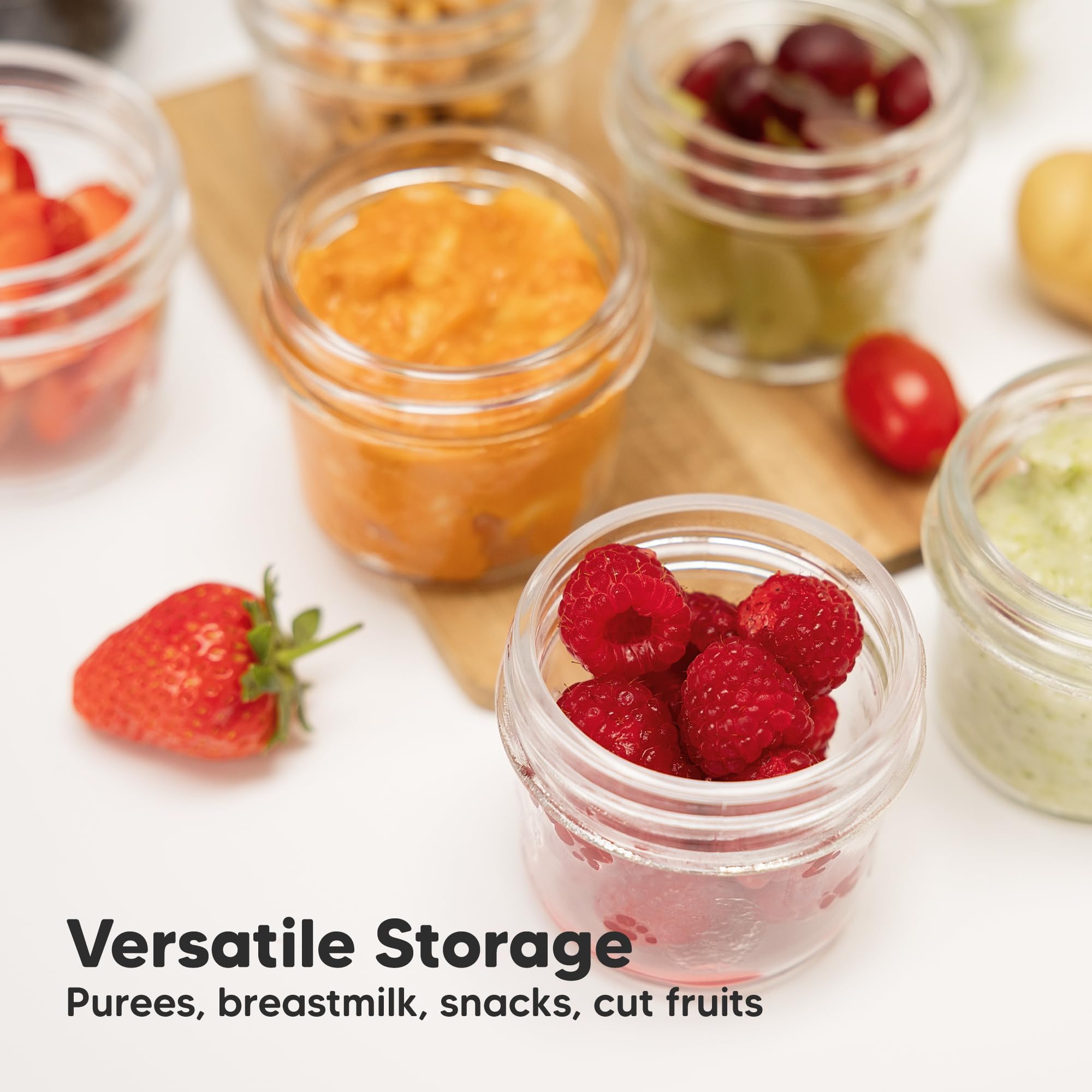 KeaBabies portion-controlled jars ideal for baby snacks and fruit cuts.
