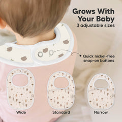 KeaBabies Prairie bibs provide full coverage and stay flat on chest.