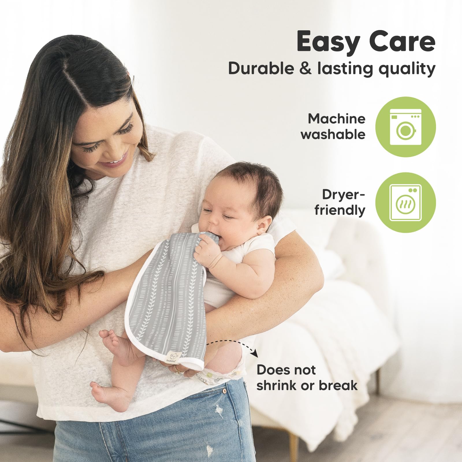 KeaBabies Prairie burp cloth features plush 8-layer thickness for comfort.