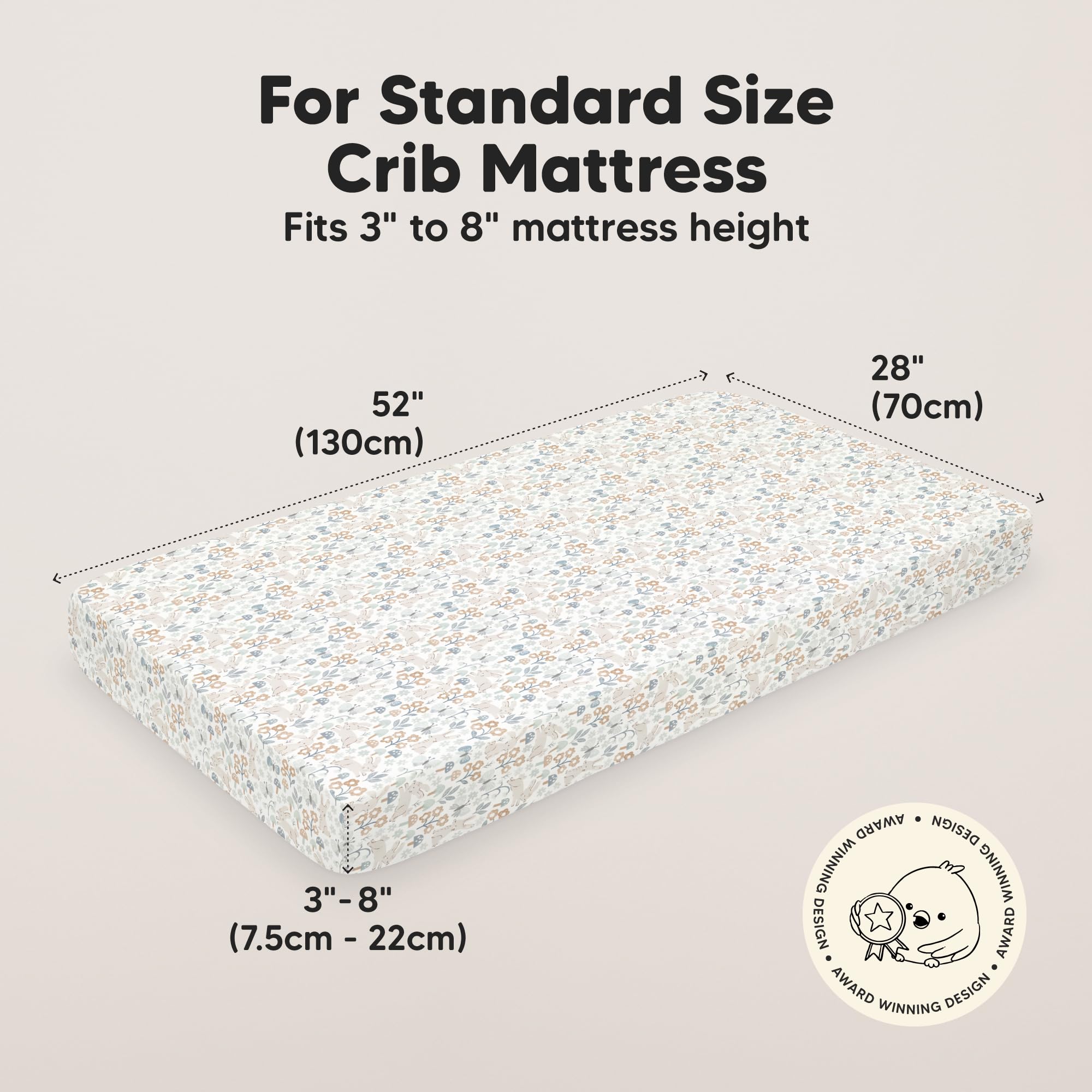 KeaBabies Prairie crib sheet on mattress demonstrates neutral style suitable for boys or girls.