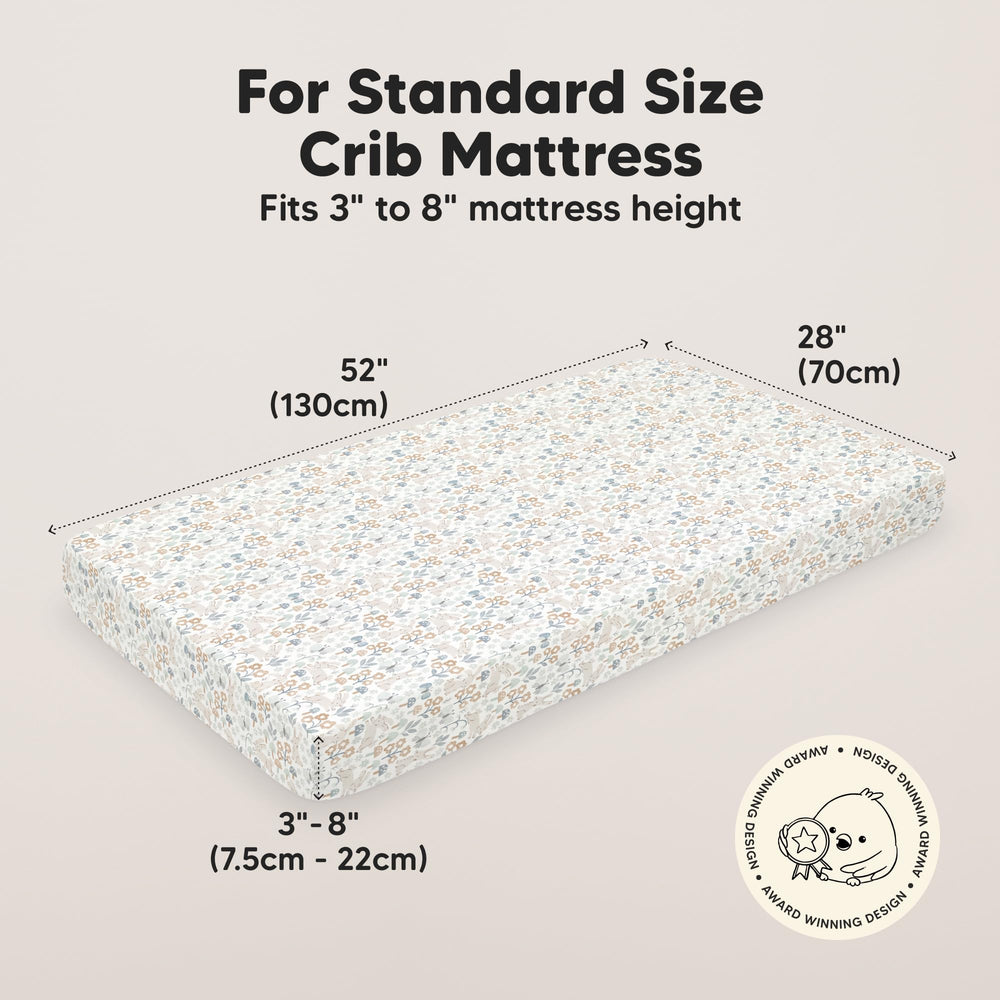 KeaBabies Prairie crib sheet on mattress demonstrates neutral style suitable for boys or girls.