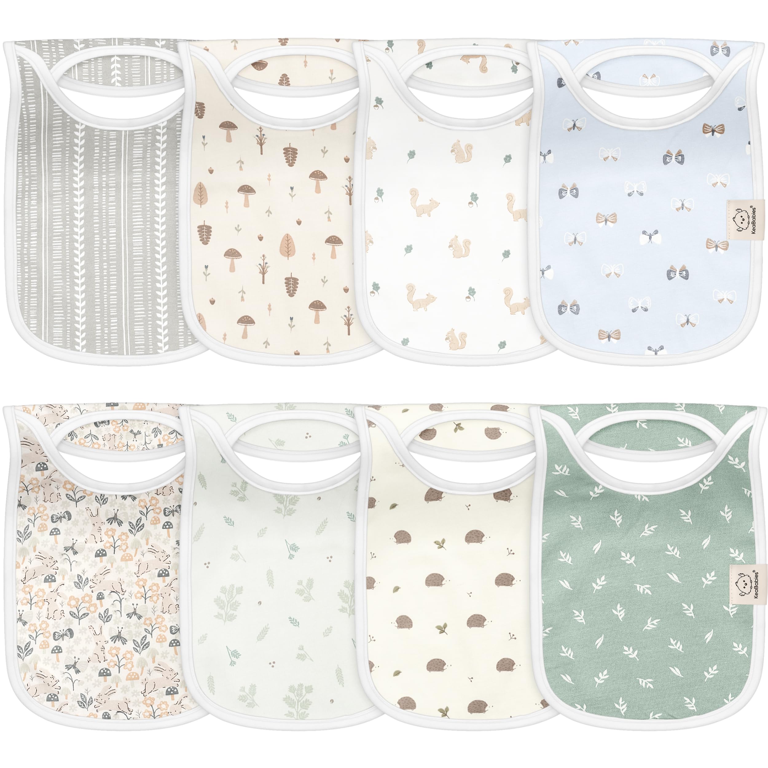 KeaBabies Prairie pullover bib close-up shows absorbent fabric keeping outfits clean.