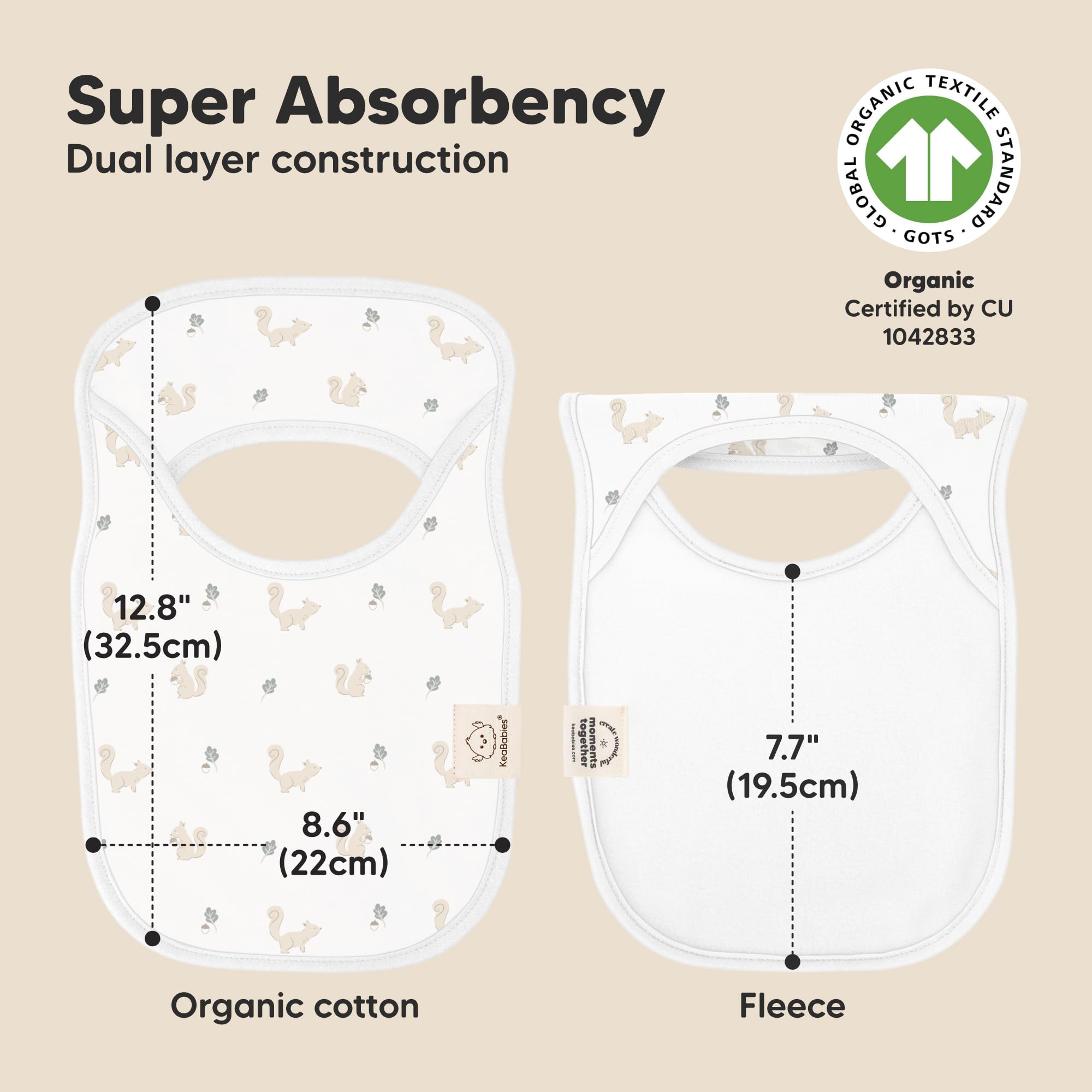 KeaBabies Prairie bib on toddler highlights large torso coverage for mess protection.