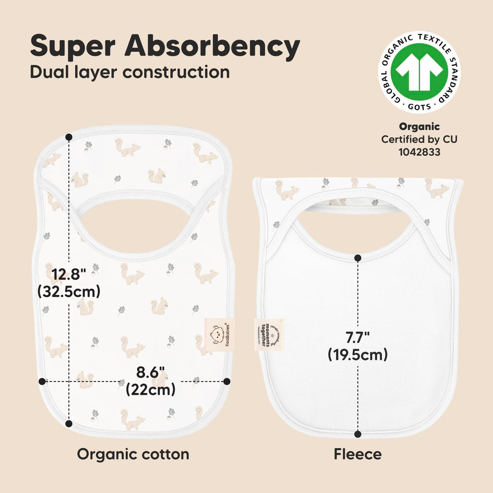 KeaBabies Prairie bib on toddler highlights large torso coverage for mess protection.