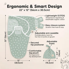 KeaBabies Prairie swaddle set in use in crib for secure, peaceful sleep.