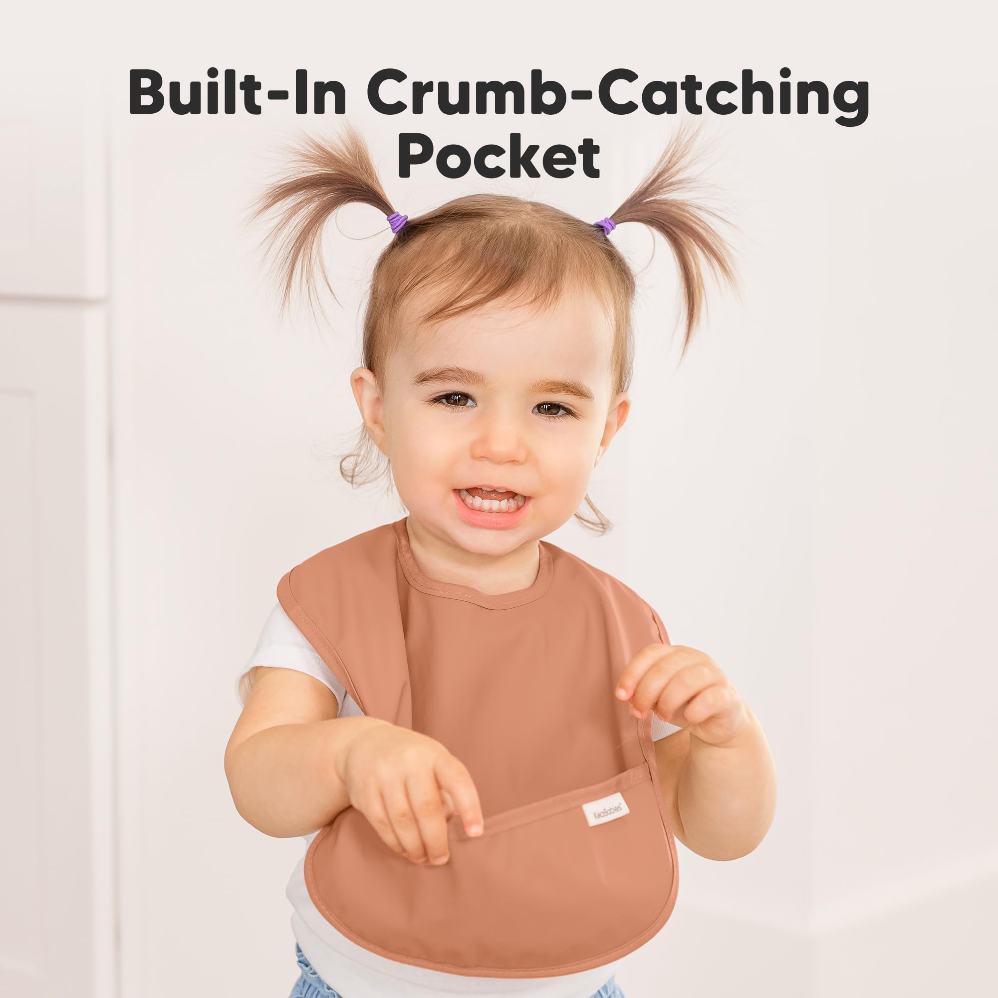 KeaBabies Presto bib is easy to wipe clean after meals.