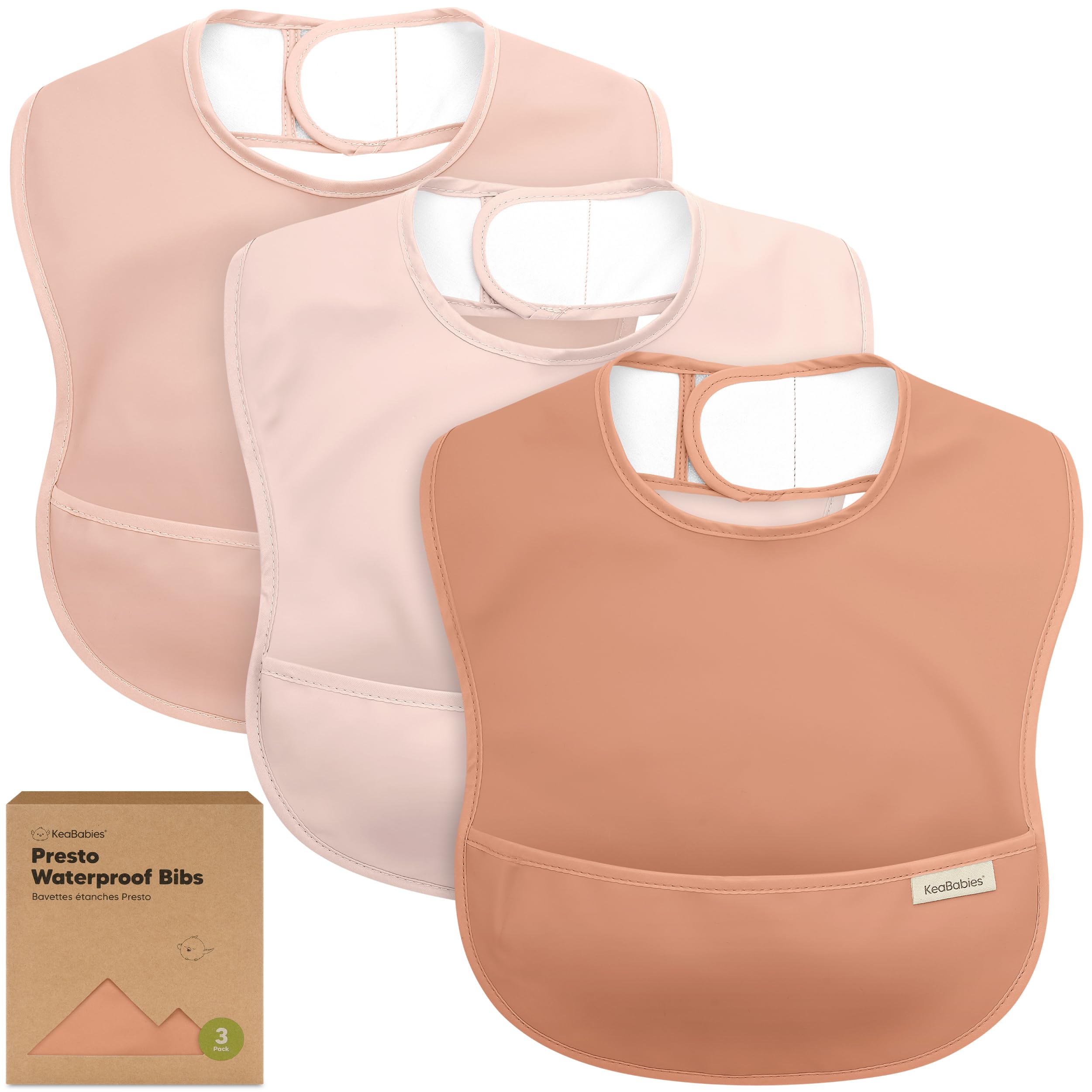 KeaBabies Presto bib worn by baby during meal provides waterproof coverage.