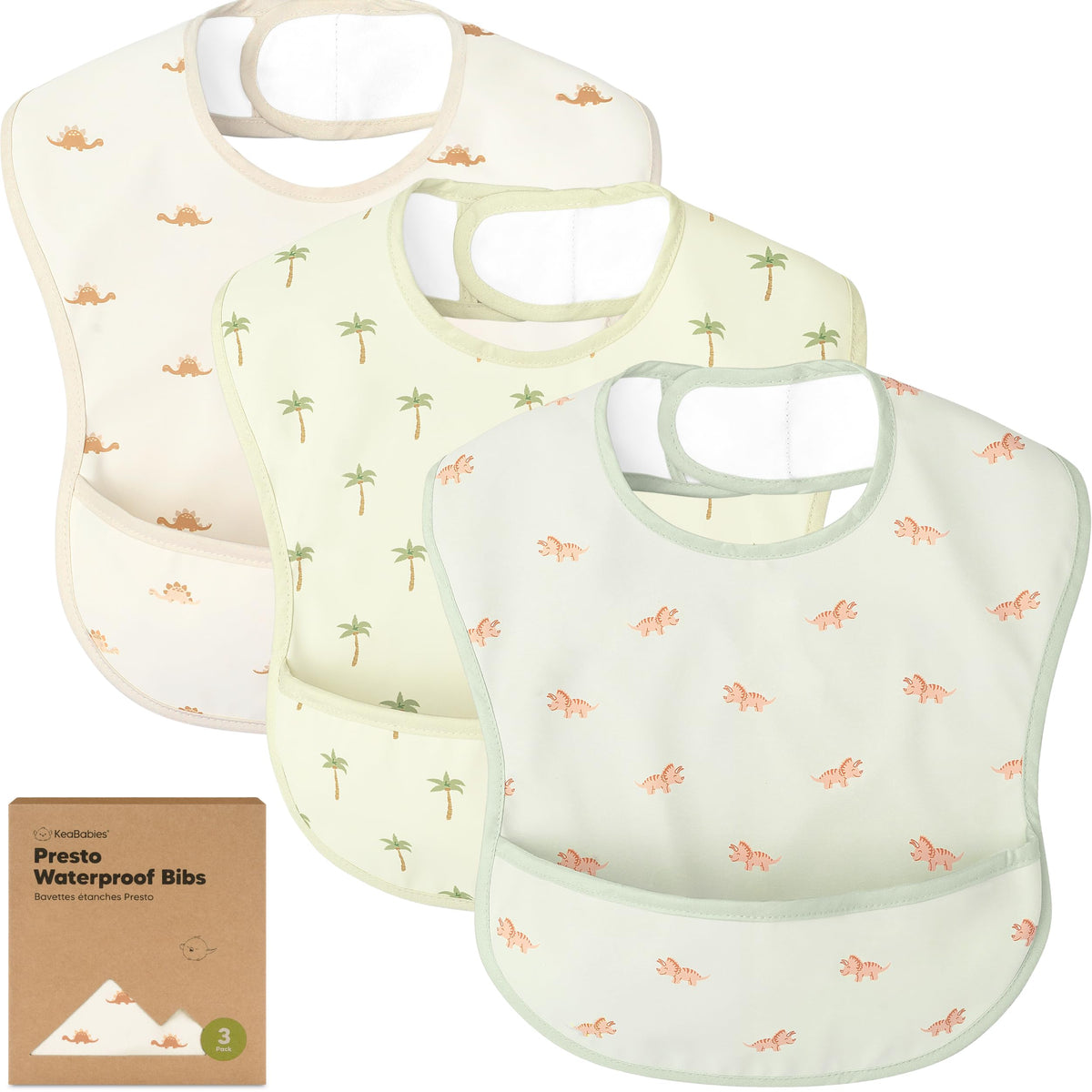 KeaBabies Presto waterproof bib flat view shows lightweight design for everyday mealtime protection
