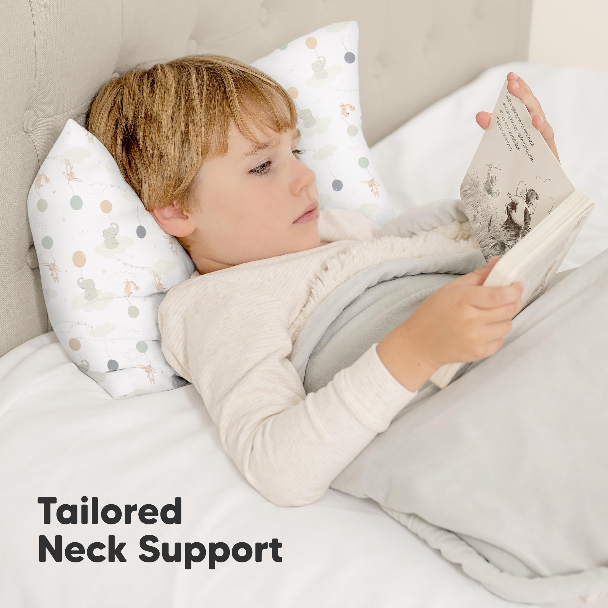 KeaBabies My Little Dreamy Toddler Pillow printed-pillowcase-design-closeup adds child-friendly style.