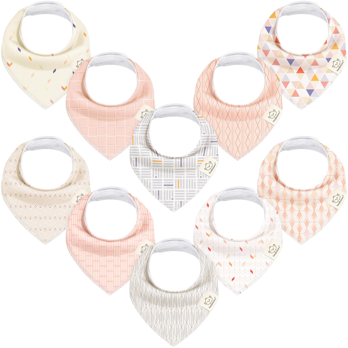 KeaBabies Prism 10-pack bibs on display for easy drool management