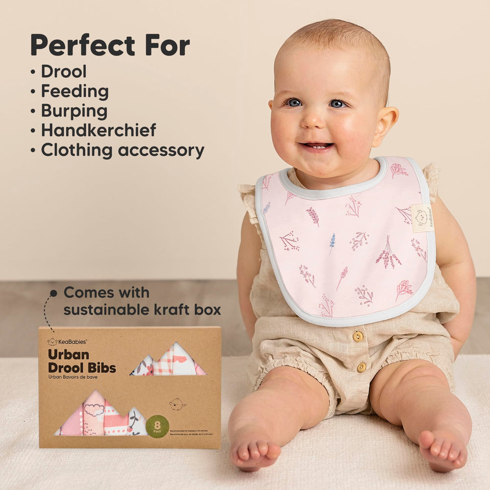 KeaBabies Prism bib burping-spill demo shows versatile baby use