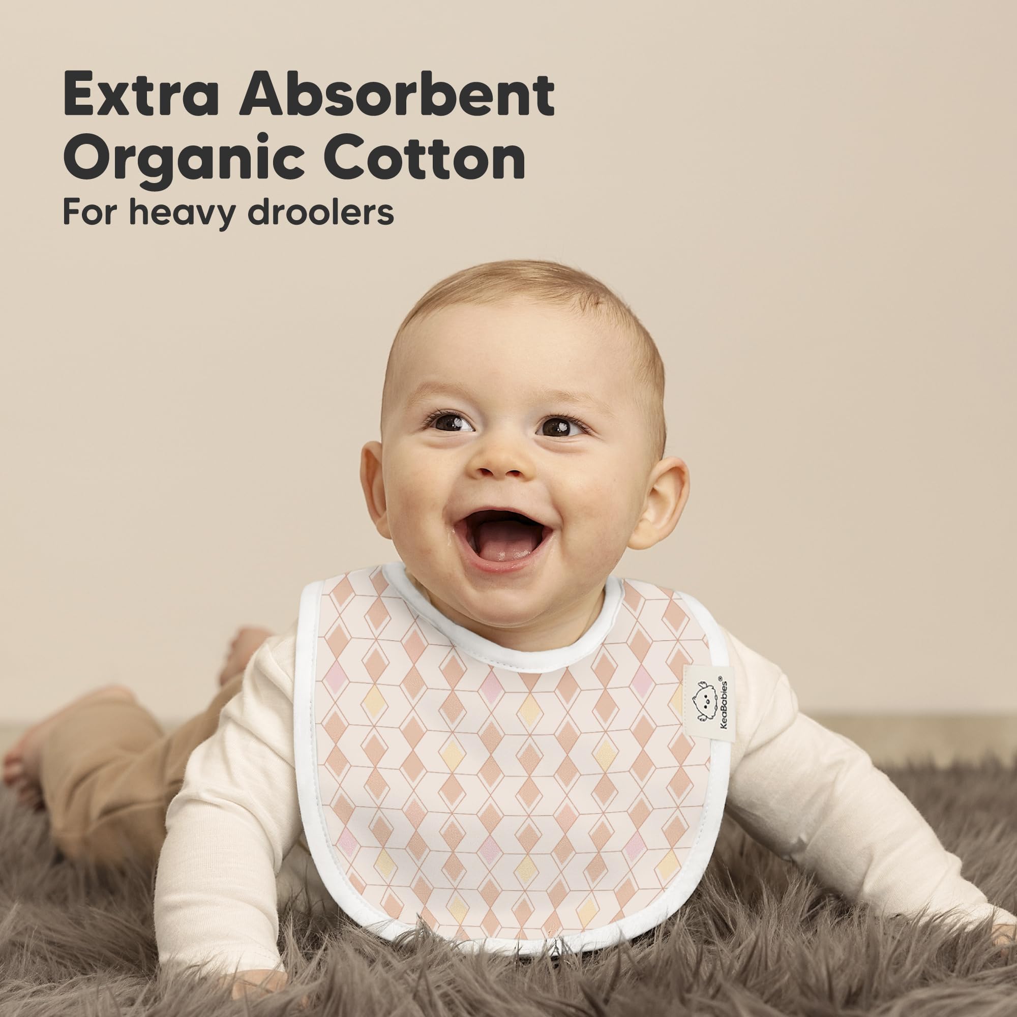 KeaBabies Prism bib full-coverage design keeps outfits cleaner daylong