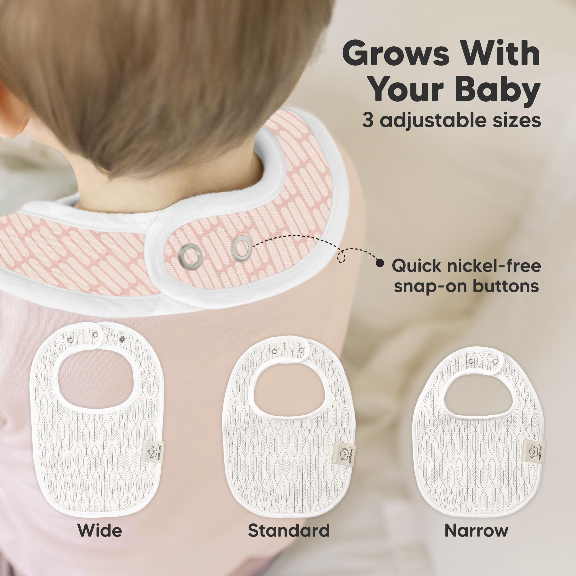KeaBabies Prism bib on baby wearing demonstrates full chest coverage