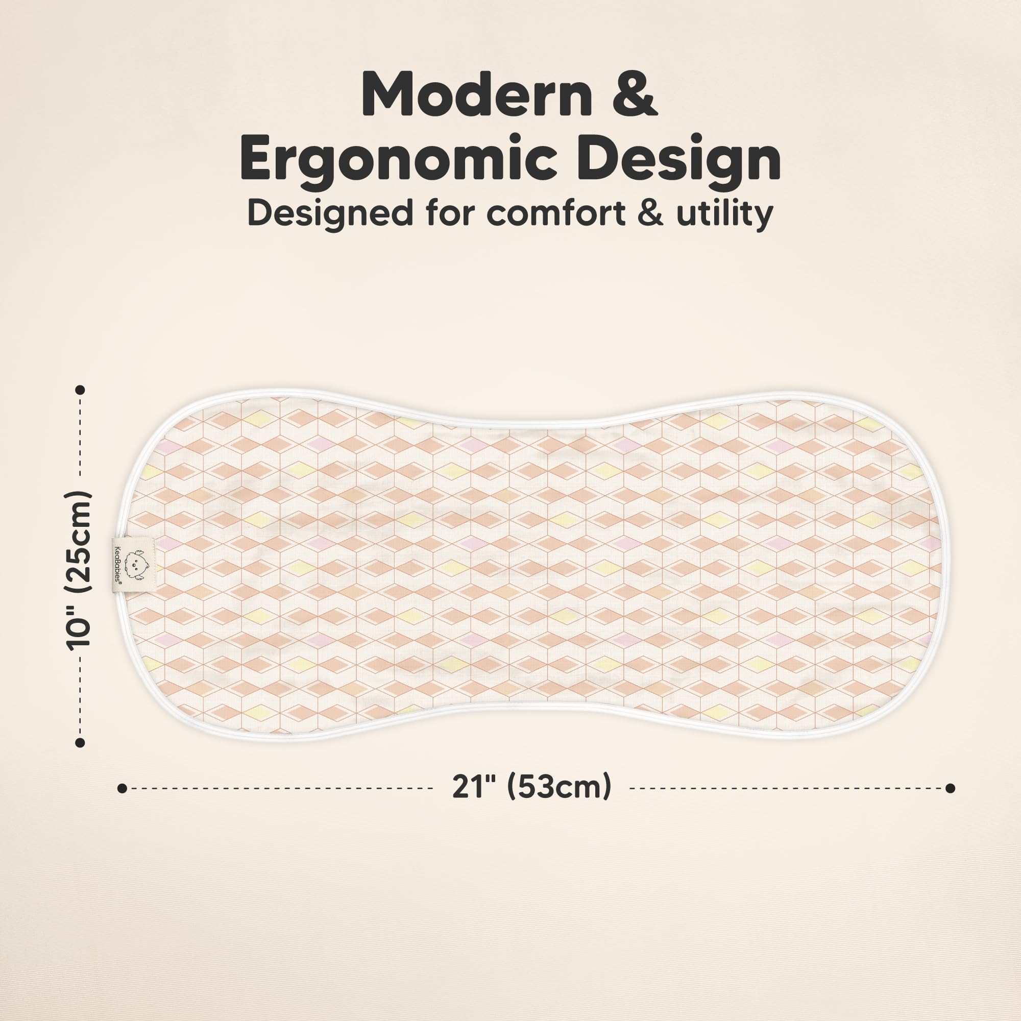 KeaBabies Prism burp cloths spread flat show wide shoulder coverage for secure burps.