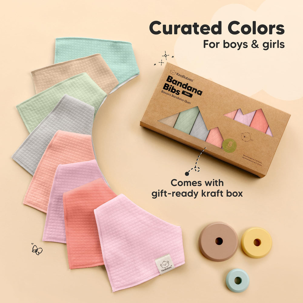 KeaBabies Quin bibs worn by a newborn to toddler for long-lasting comfort