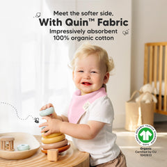 KeaBabies Quin bandana bibs on baby chest showing full coverage