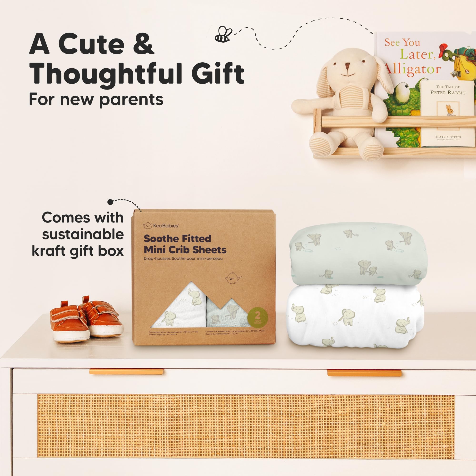 KeaBabies ready-for-nursery image showcases convenient, travel-friendly sleep setup.