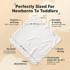KeaBabies regular 35x35 towel—ample coverage for toddlers.
