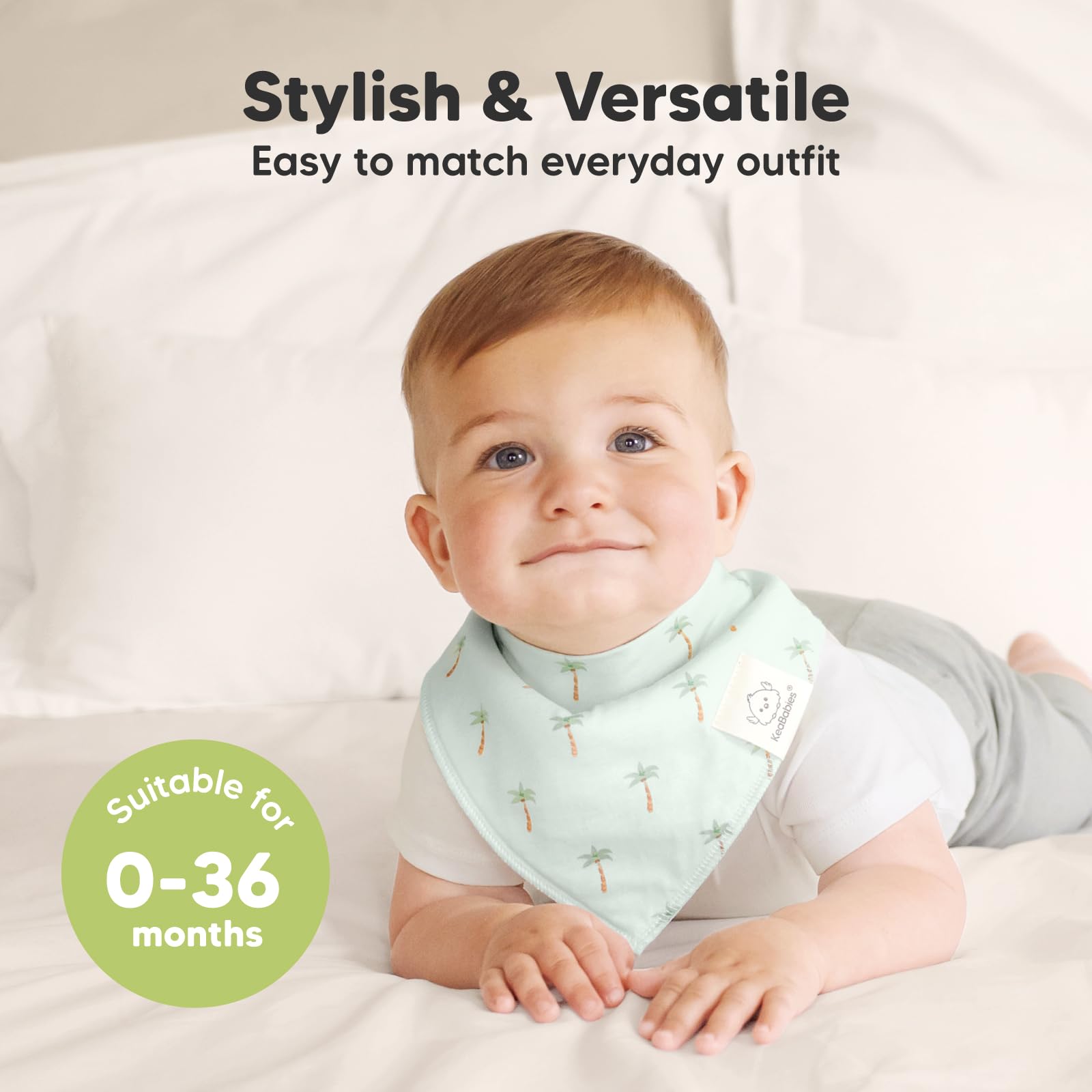 KeaBabies Roarsome soft organic cotton fabric bib close-up