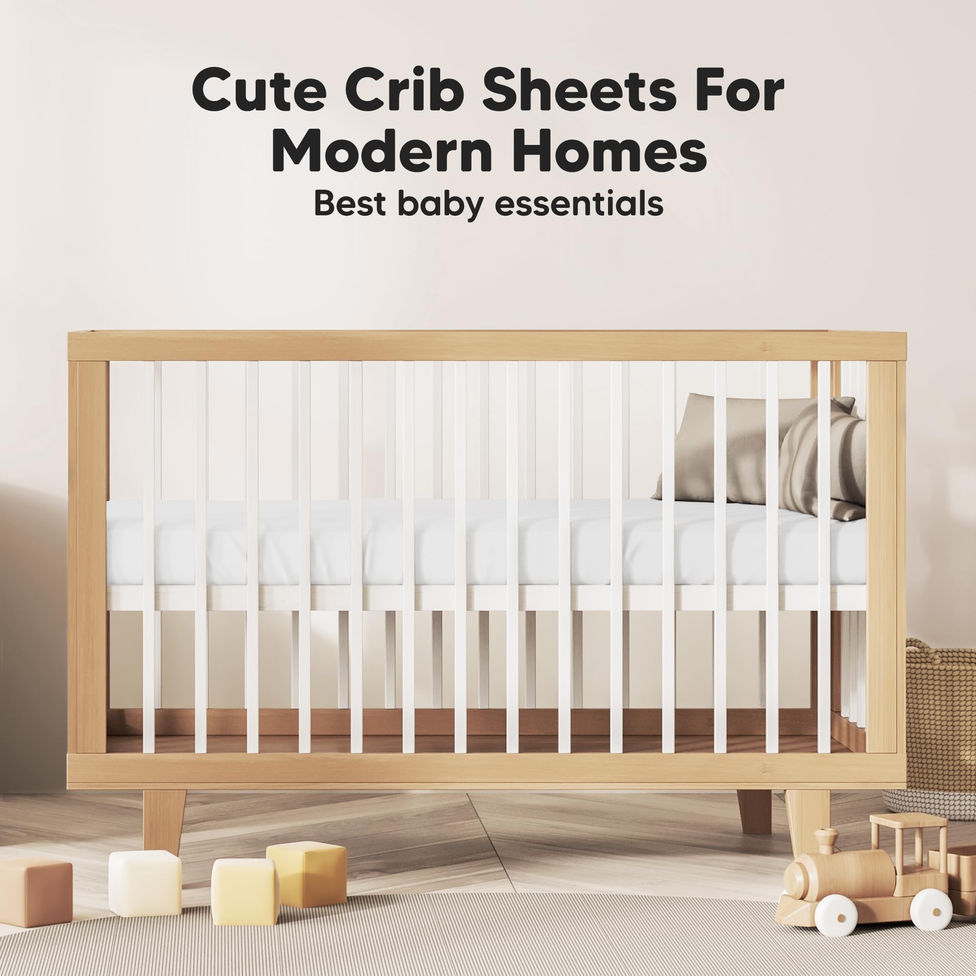 KeaBabies Rose nursery setup matching modern baby bedding