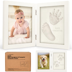 KeaBabies Rune frame handprint Alpine White—classic nursery keepsake for baby's milestones.