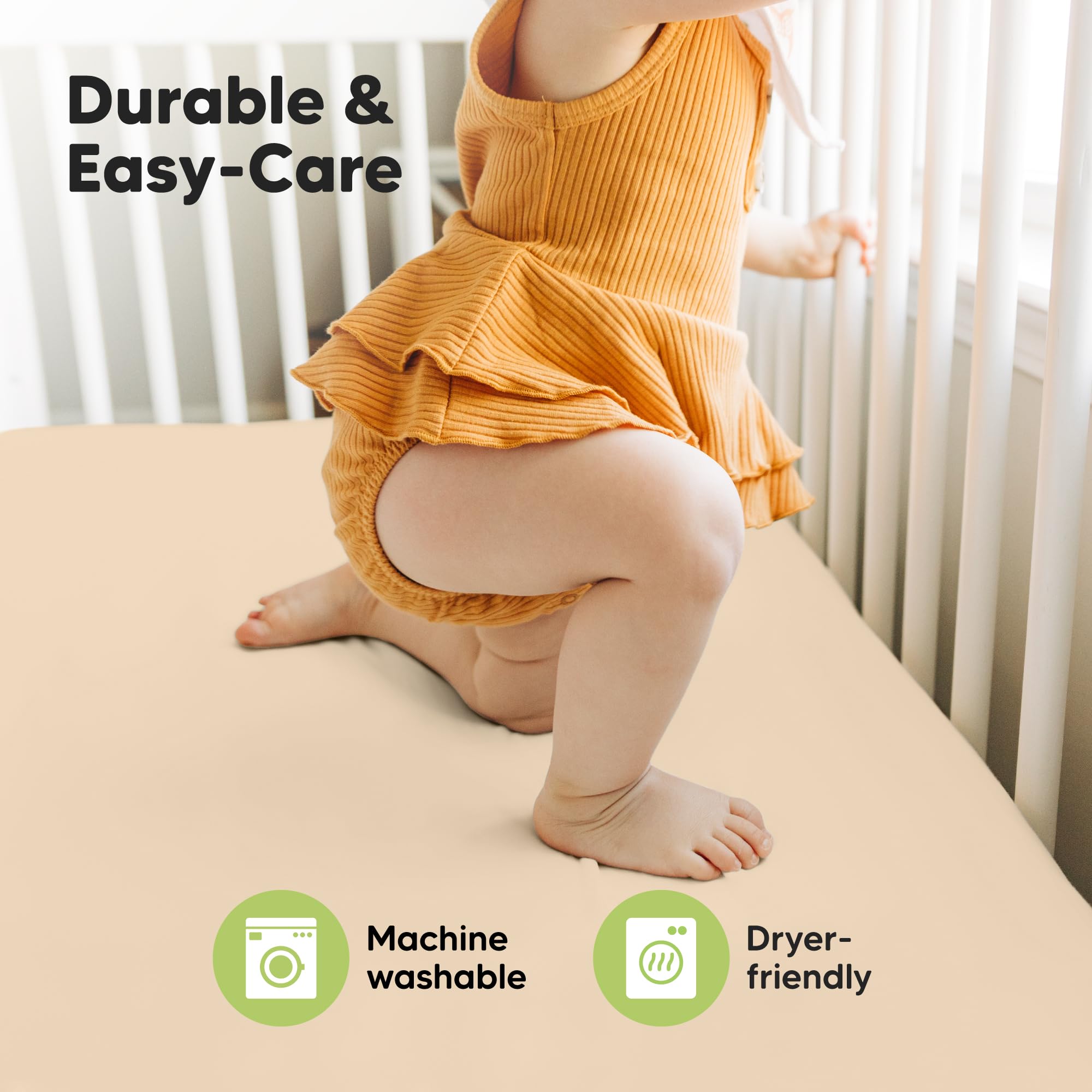 KeaBabies rust-color crib sheet on a toddler bed ready for nap time