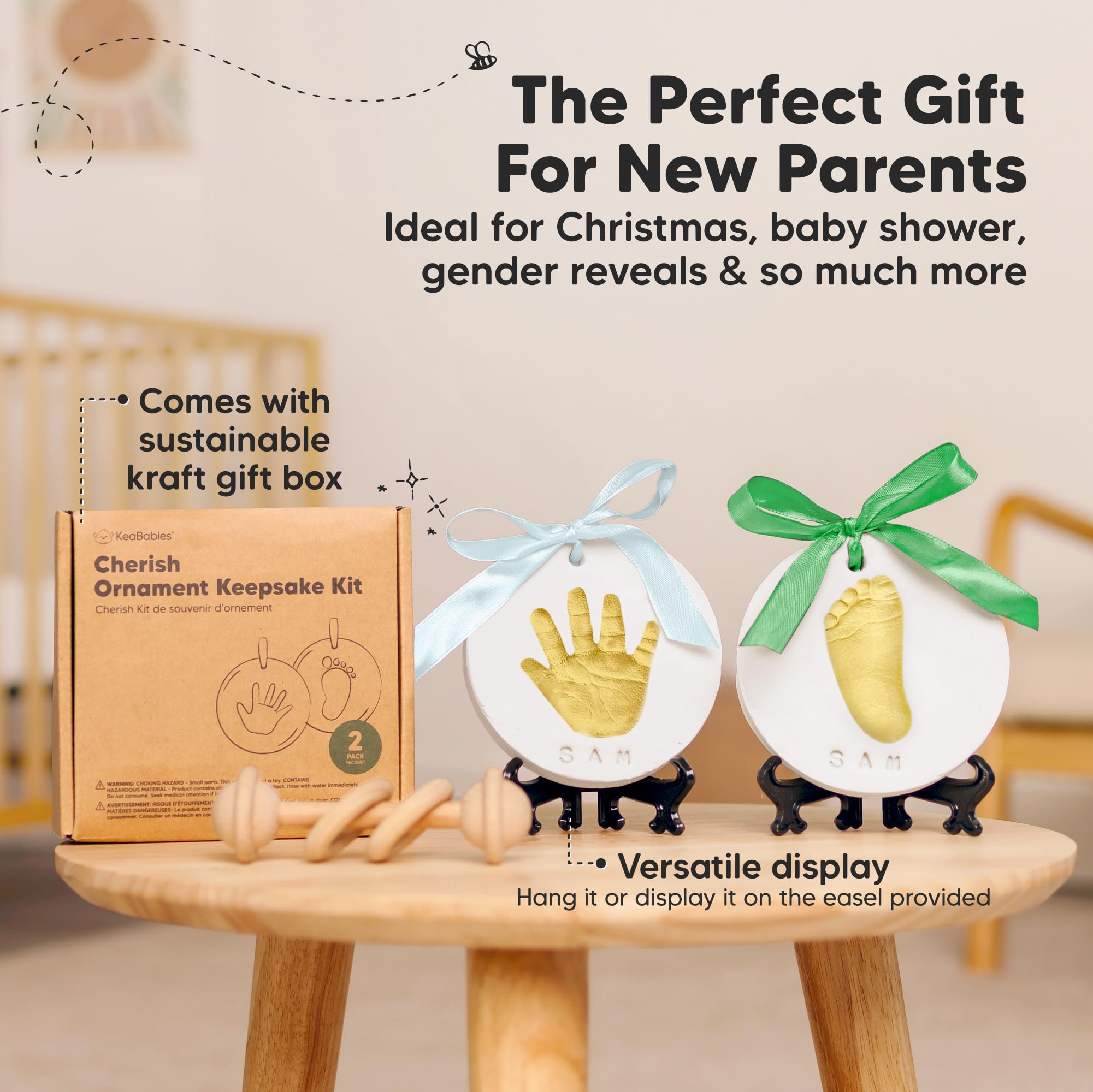 KeaBabies satin ribbons kit adds a polished, ready to gift finish.