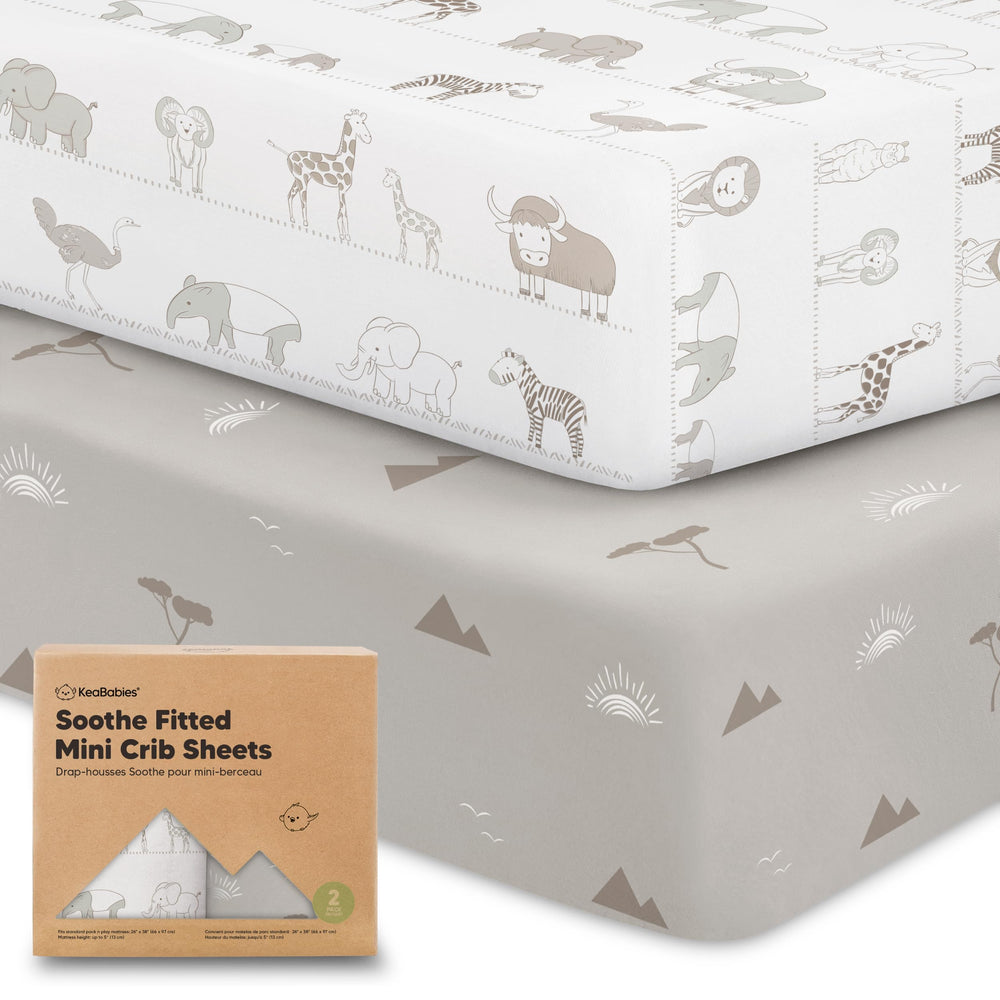 KeaBabies Savannah 2-pack mini crib sheets offer soft organic cotton for gentle sleep.
