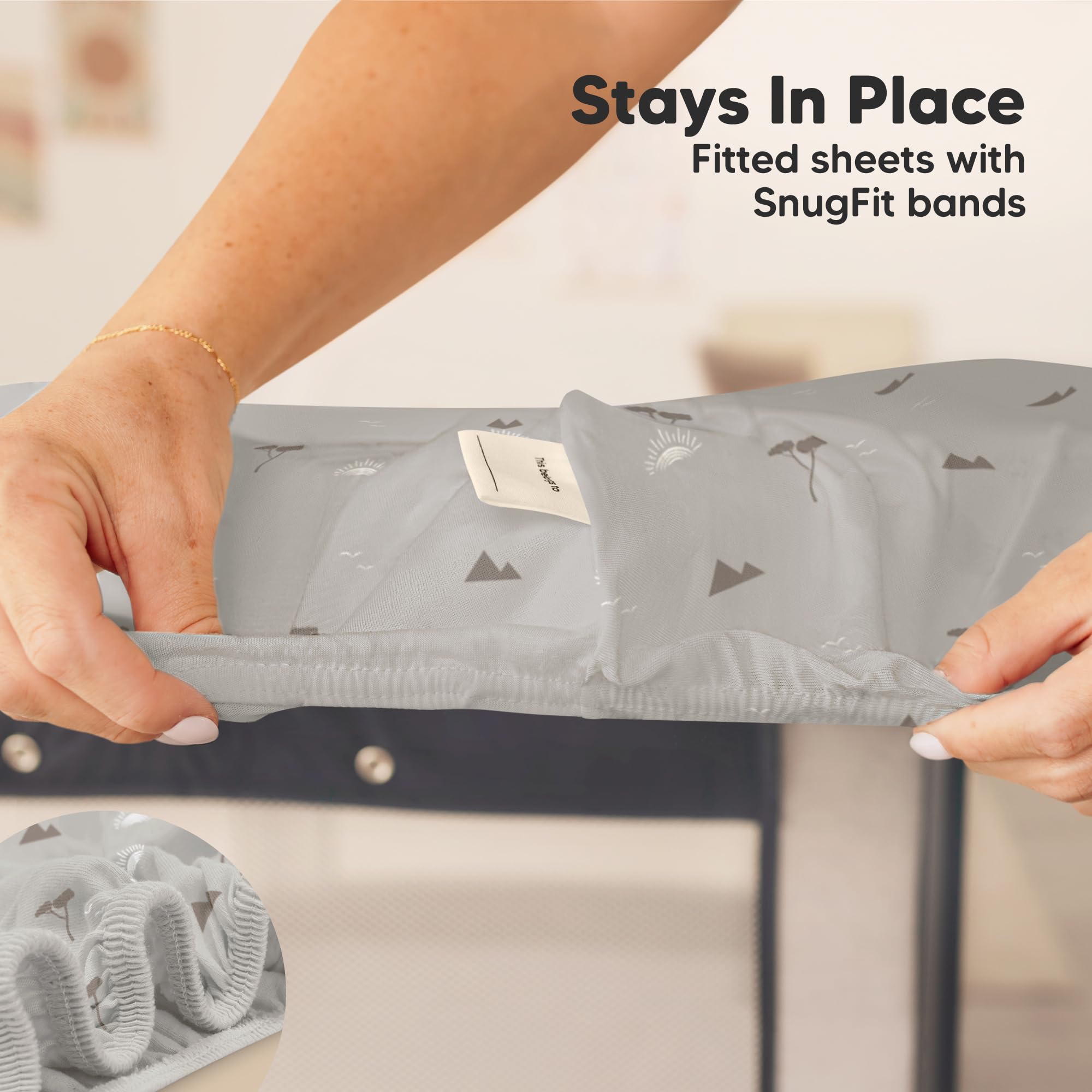 KeaBabies Savannah durable, machine-washable sheets simplify nursery care.