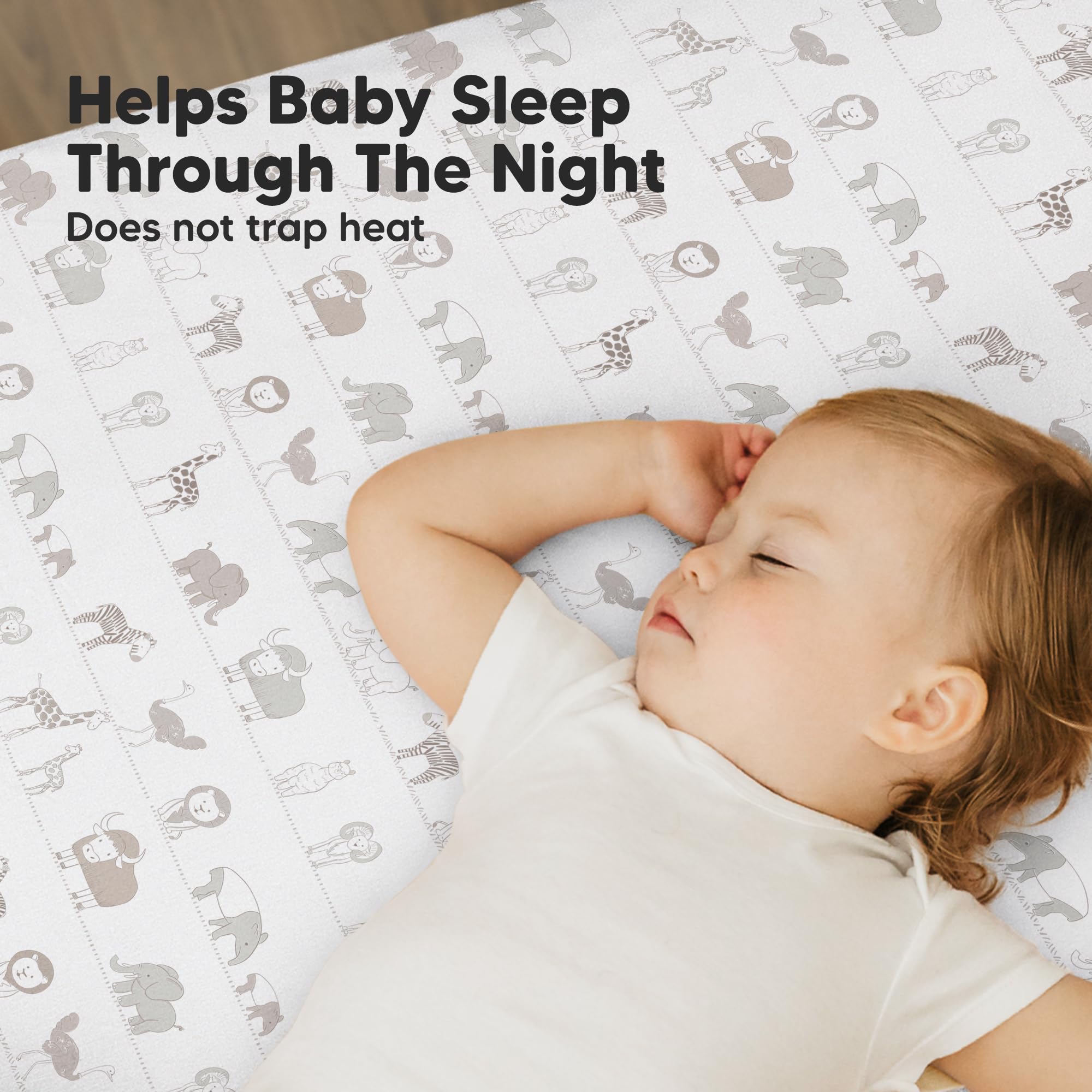 KeaBabies Savannah hidden elastic seam keeps sheets secure around the mattress edge.