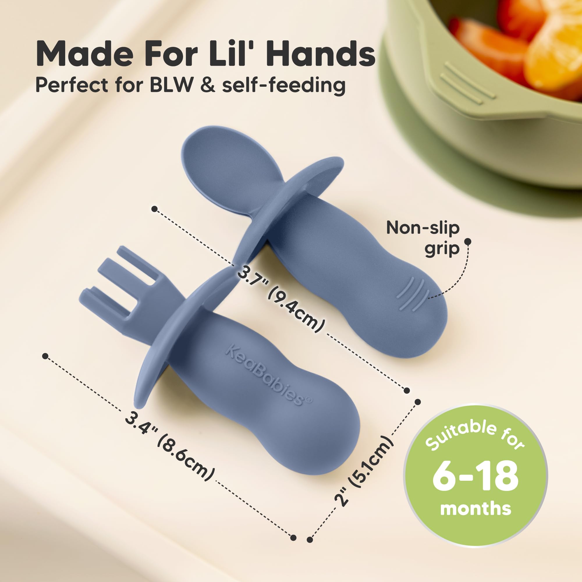 Self-feeding ergonomics: KeaBabies spoon set supports tiny hands
