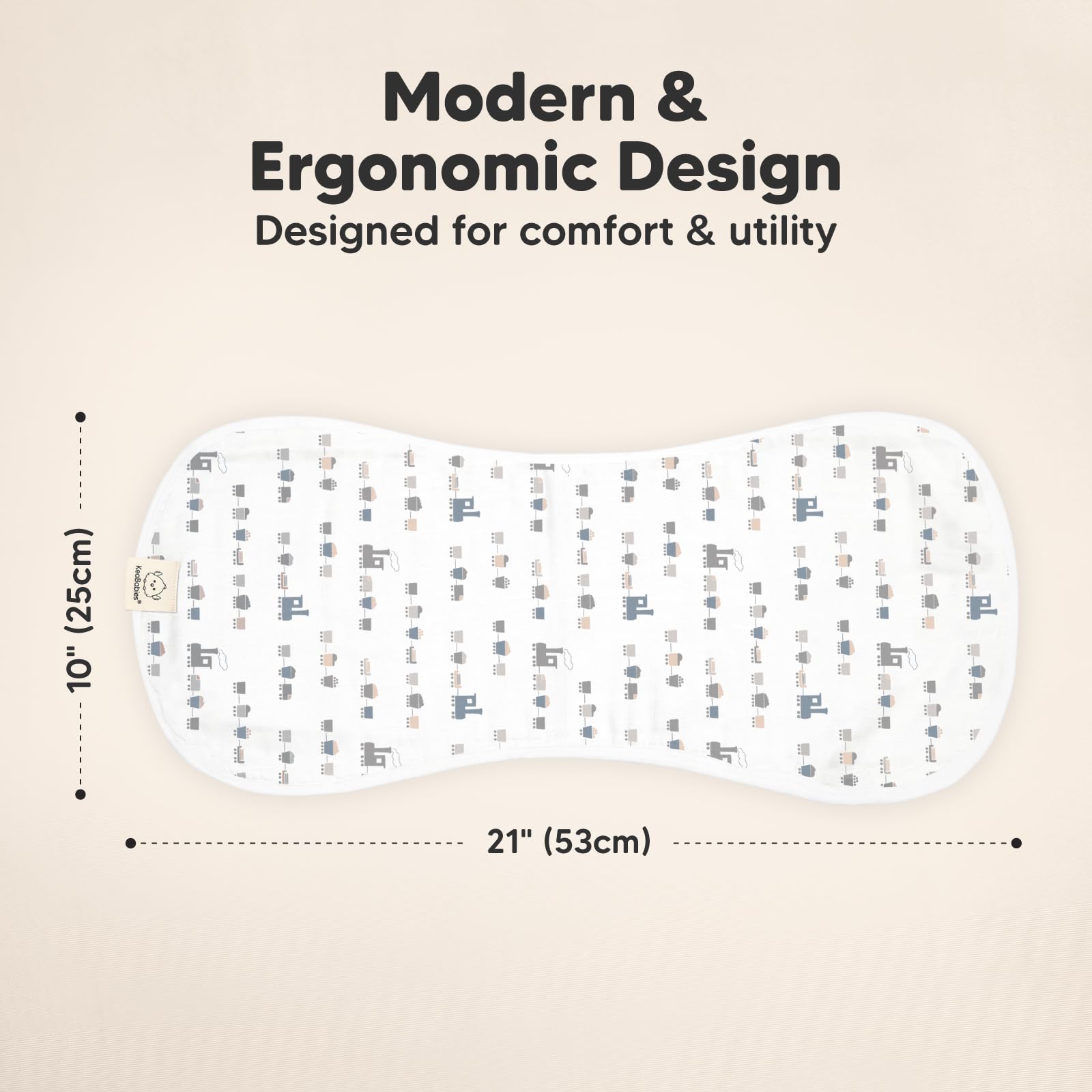 KeaBabies shoulder-coverage burp cloth demonstrates secure figure-8 fit to guard shoulders.